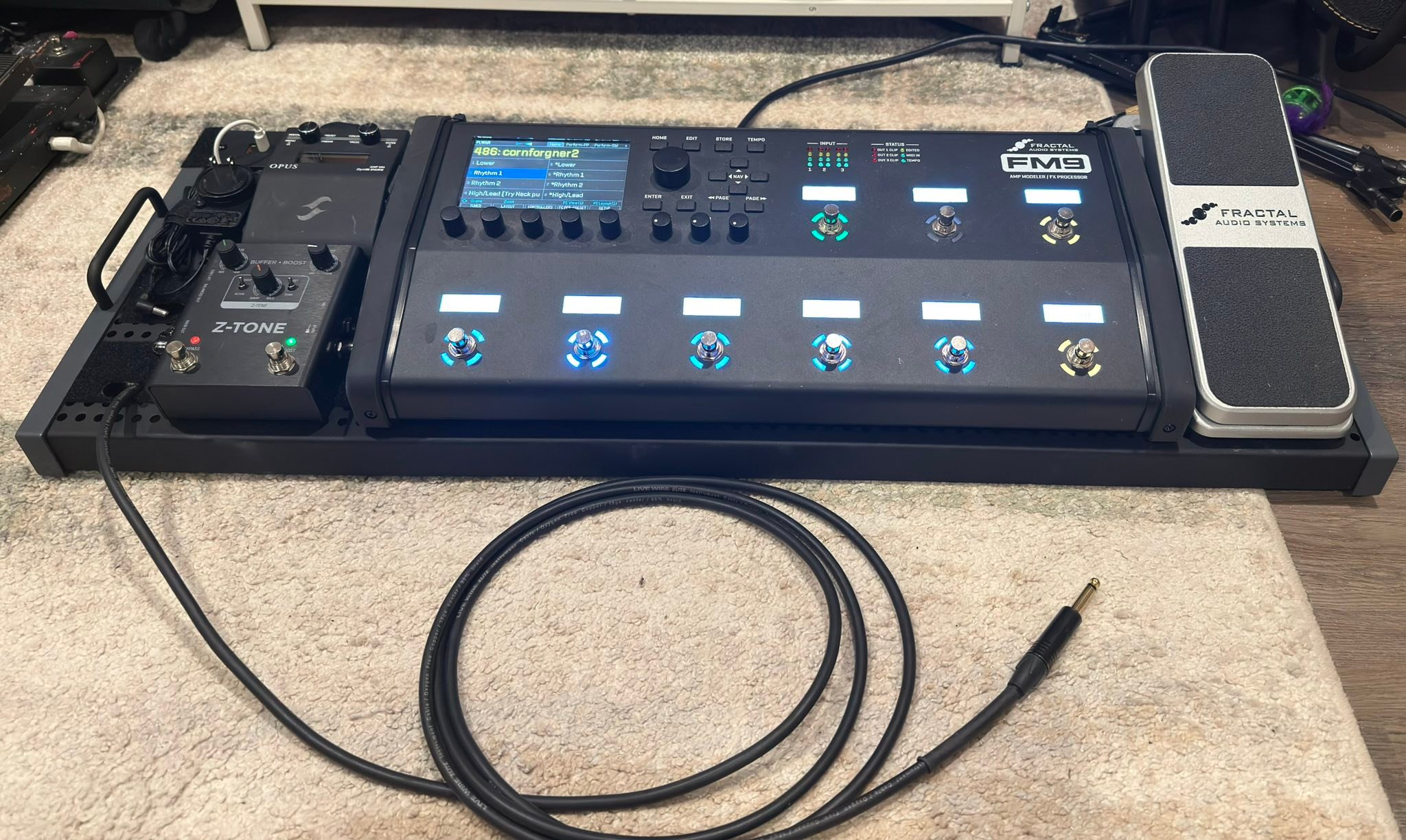 Temple Duo 34 board and Z-Tone buffer for guitar signal processing