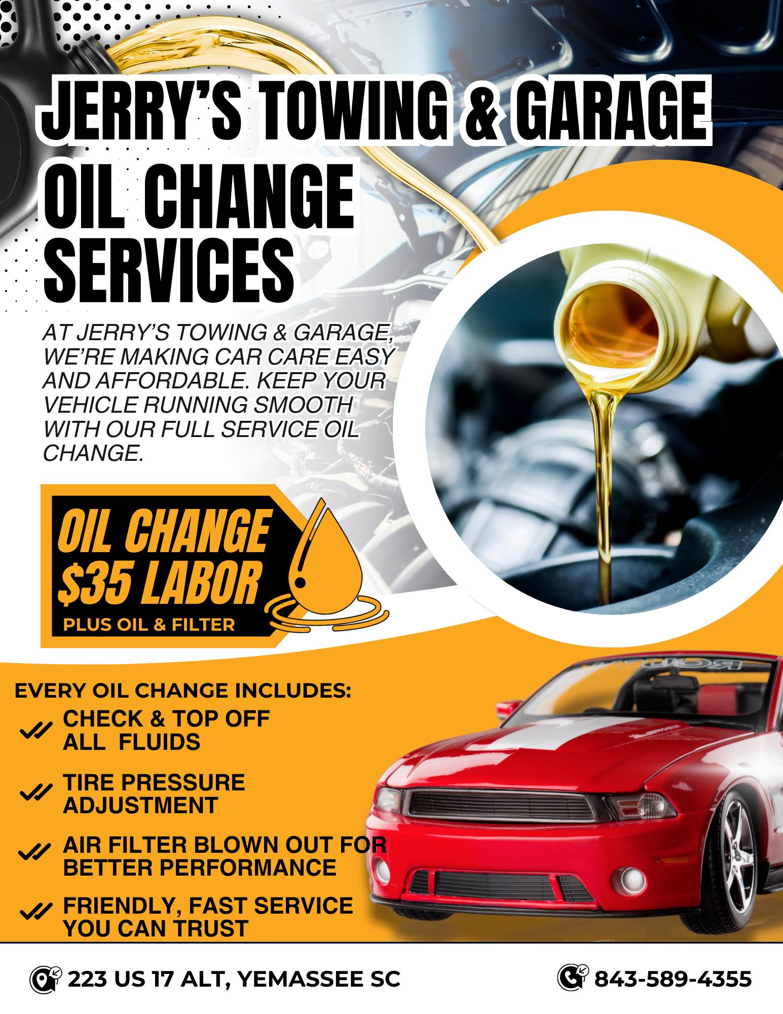 Full-service oil change with friendly service