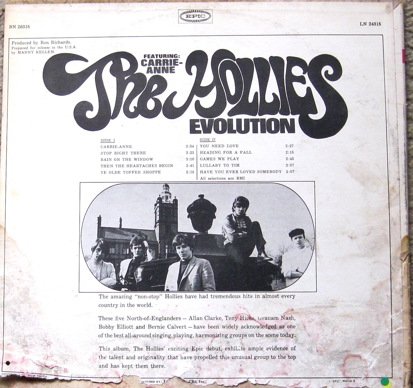 The Hollies' Evolution album, US/Canada version