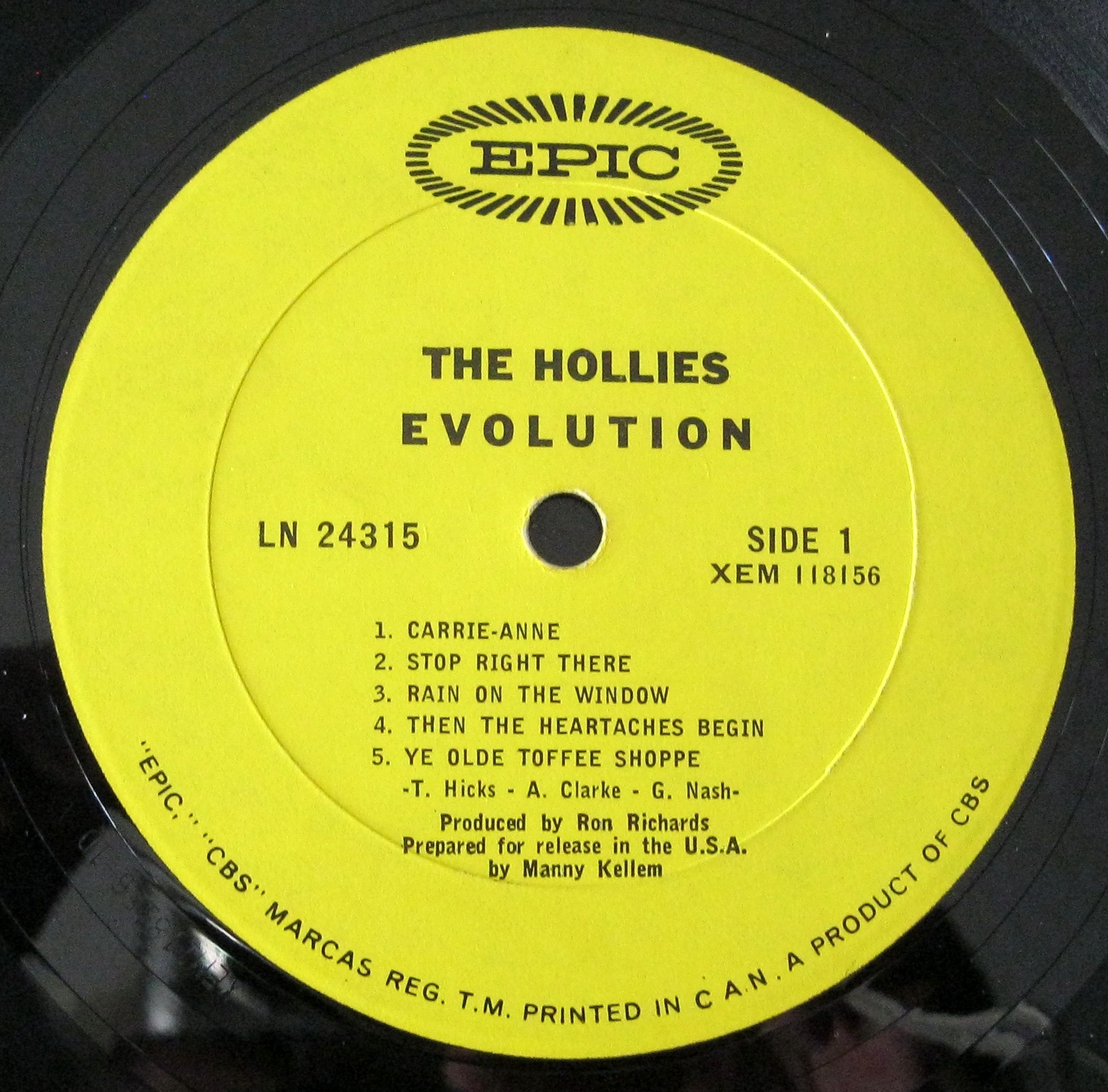 The Hollies' Evolution album, US/Canada version
