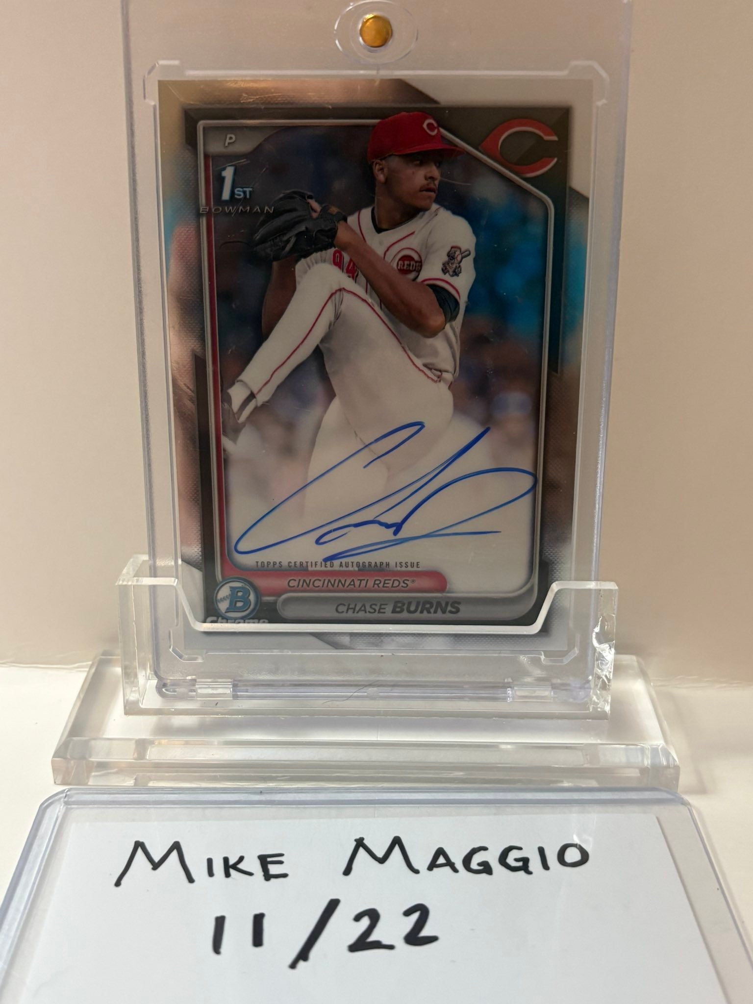 JUST PULLED: Chase Burns' 1-of-1 Superfractor autograph has