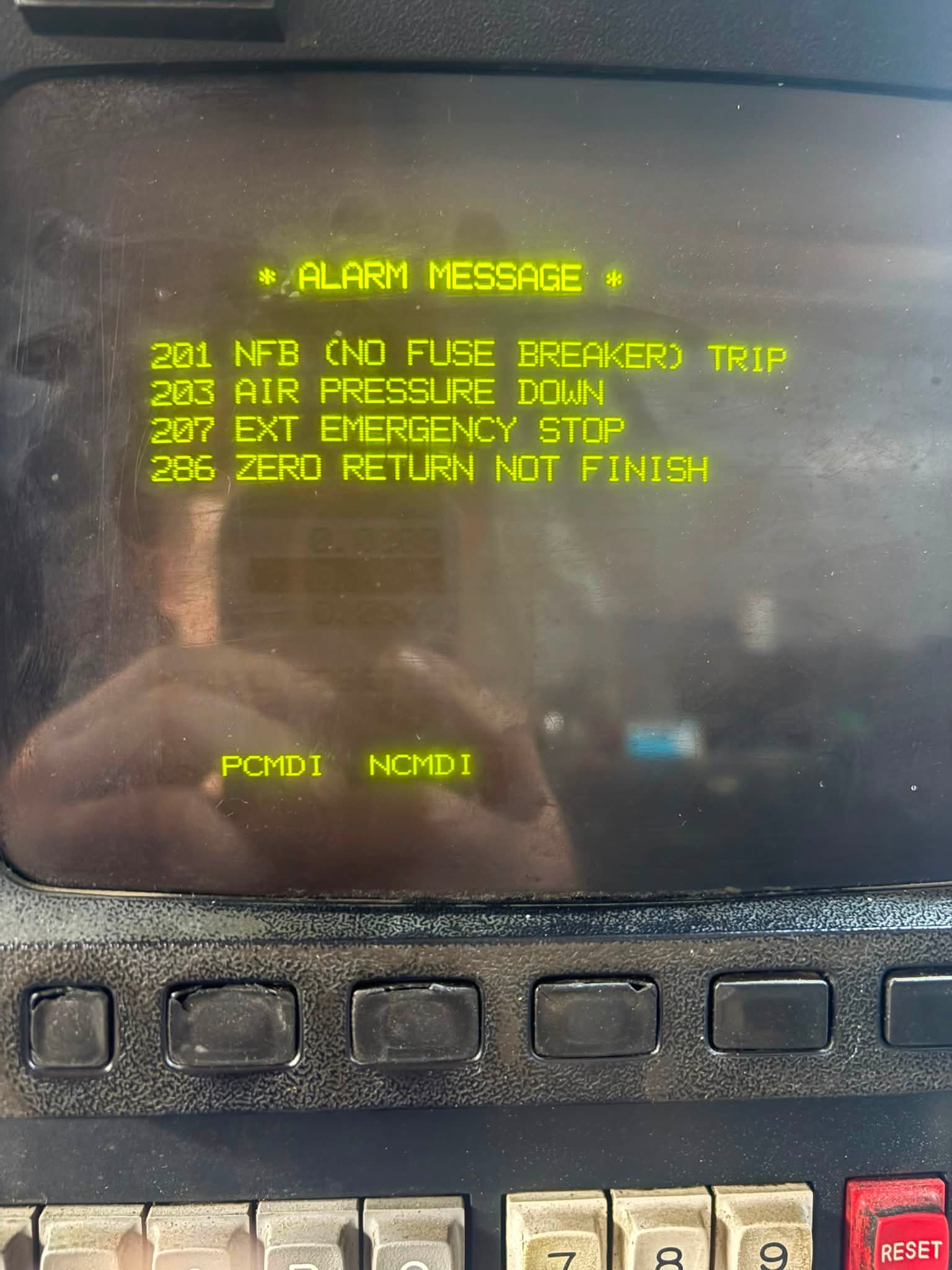Troubleshooting lathe control system alarms: 201, 203, 207, 286 errors