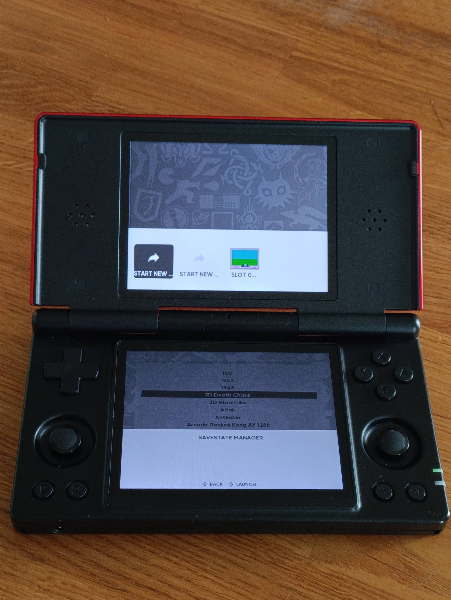 Anbernic RGDS console with custom RockNix firmware for playing ZX
