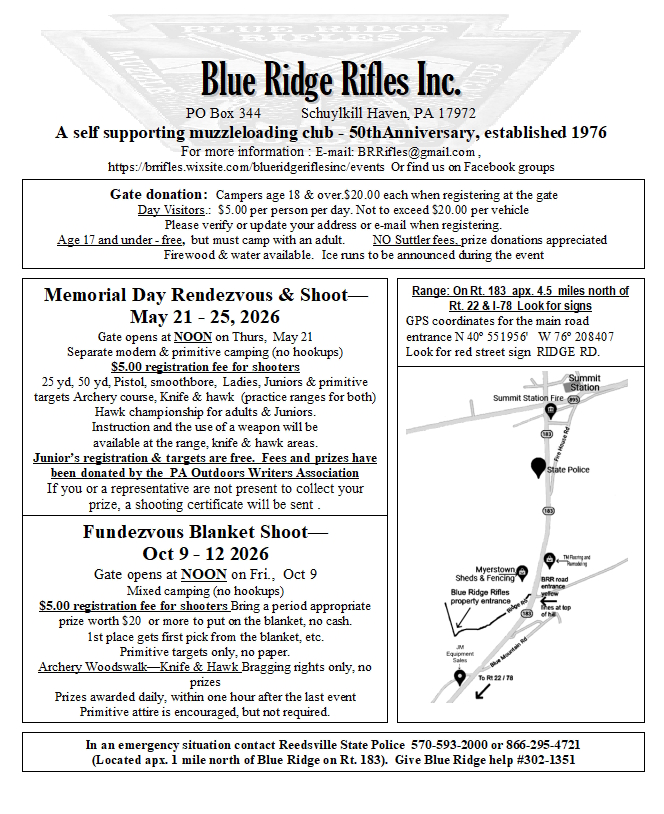Blue Ridge Rifles, Inc., Muzzleloader club | Help us celebrate our 50th ...