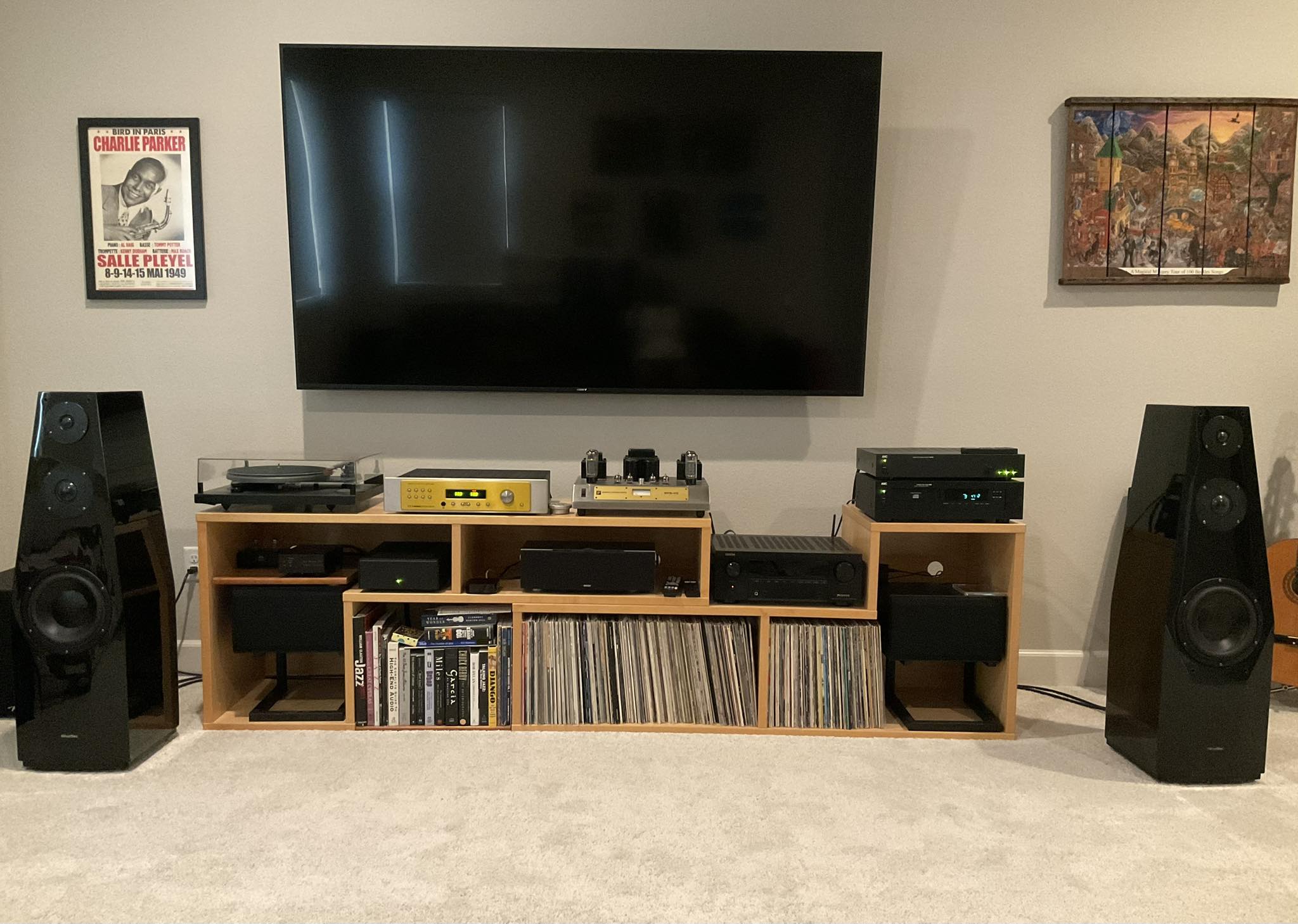 Current home audio setup with various equipment