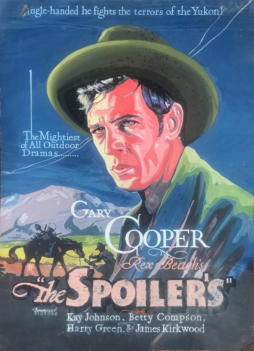 Original 1930 tempera hand-painted movie poster for Gary Cooper's