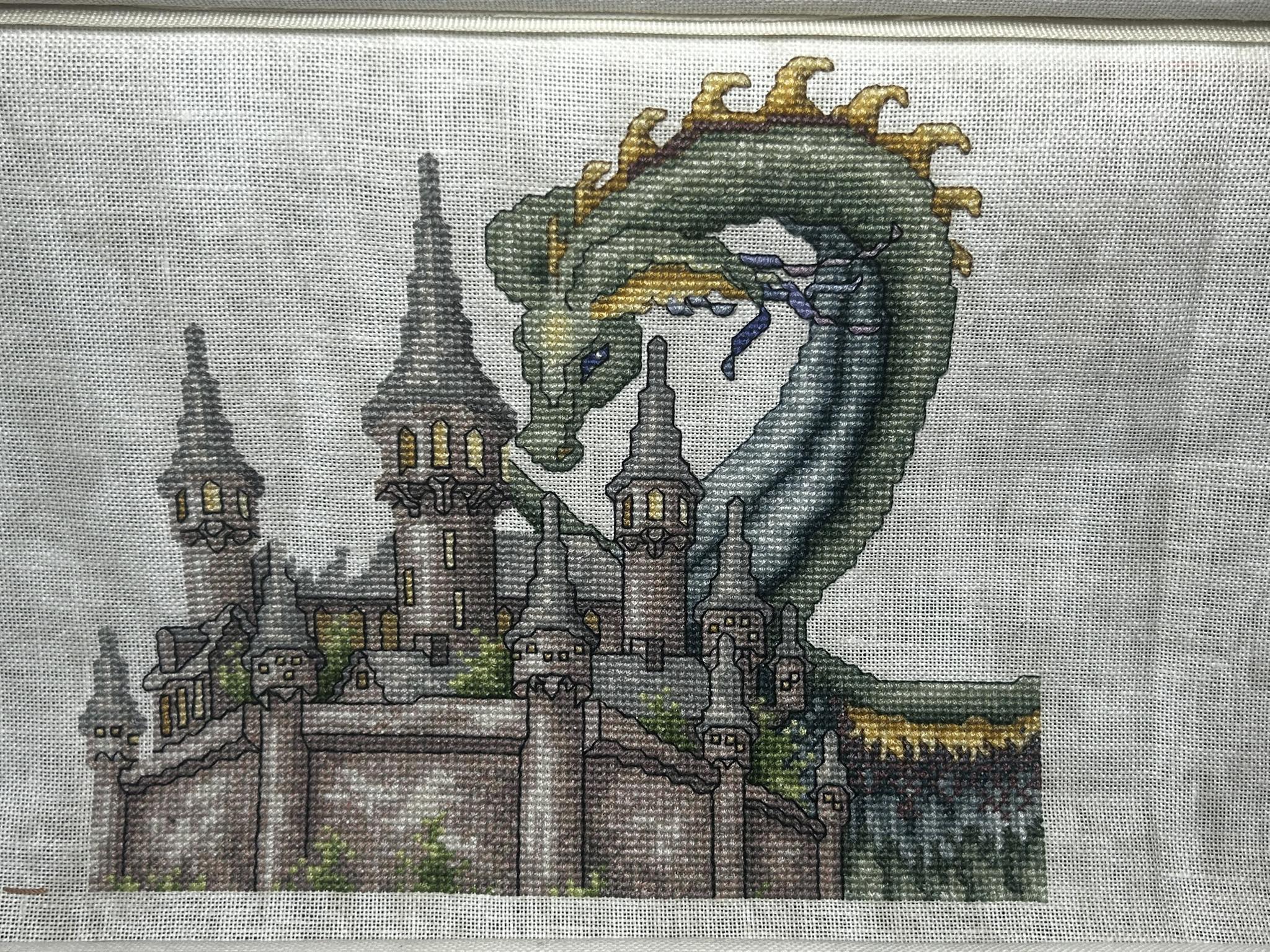 Teresa Wentzler's The Castle cross stitch WIP