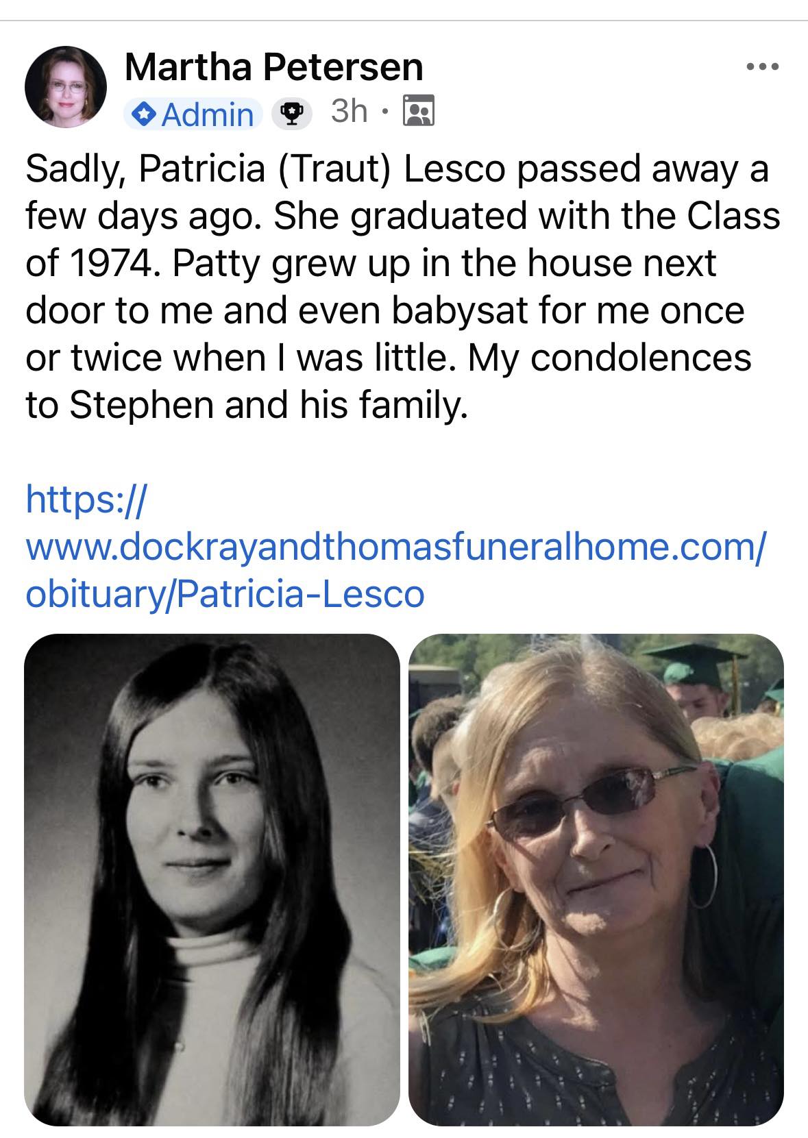 Mickey Sharon class of 2007 passed away earlier this year.
