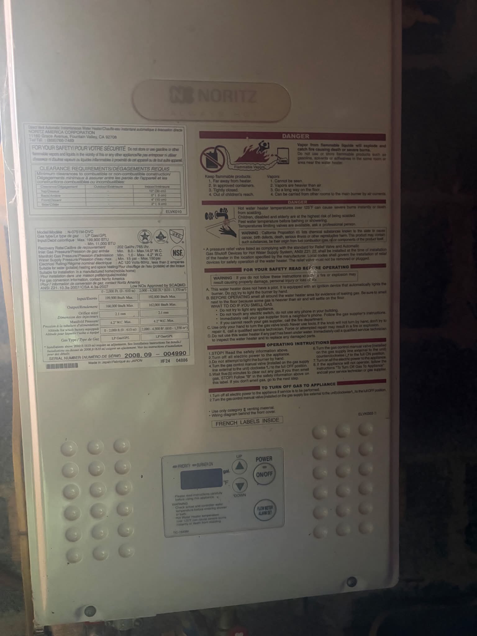 HELP!!! Noritz Tankless Hot water heater reading code 14. Anyone