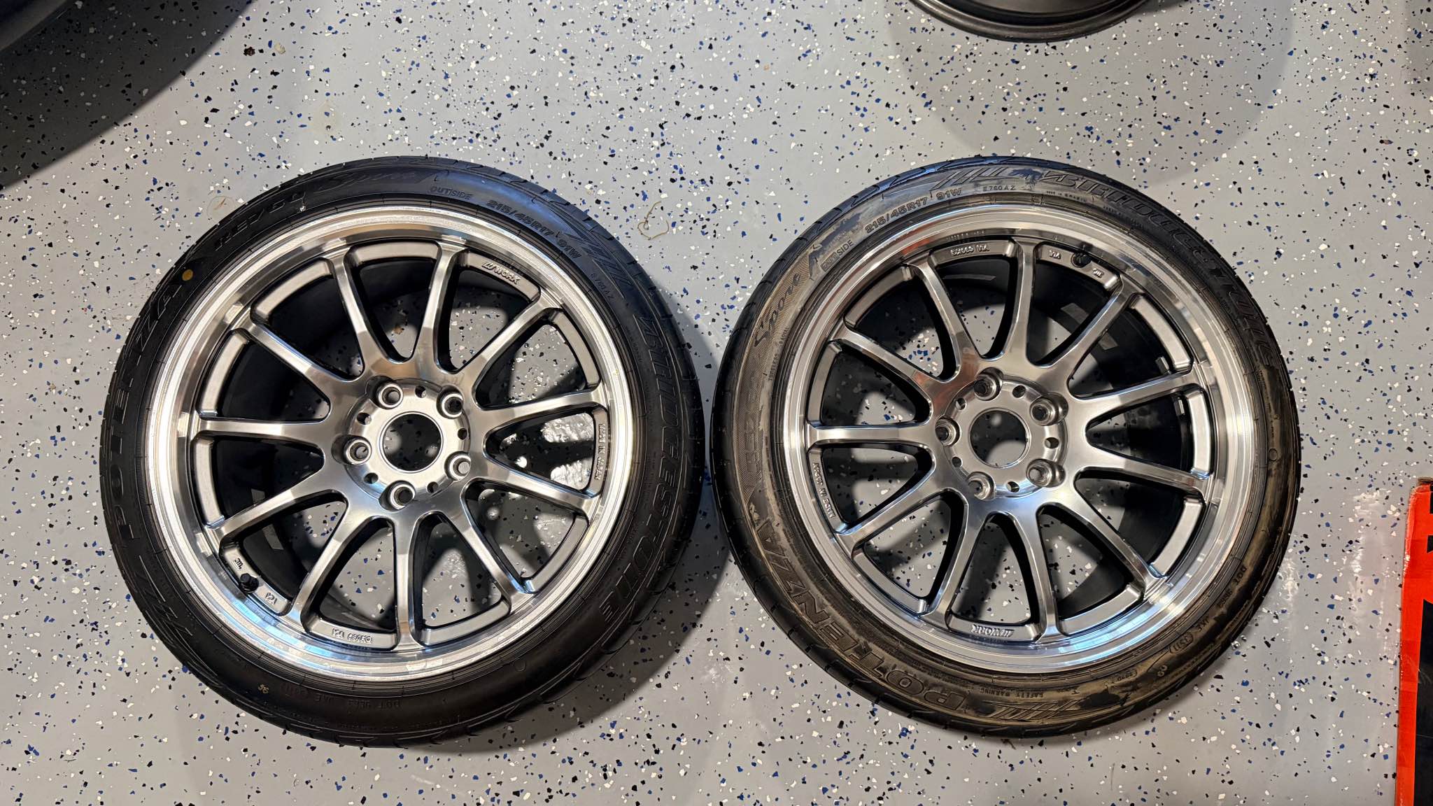 Set of 2 ONLY Genuine Work Emotion 11R wheels with tires, Made in 