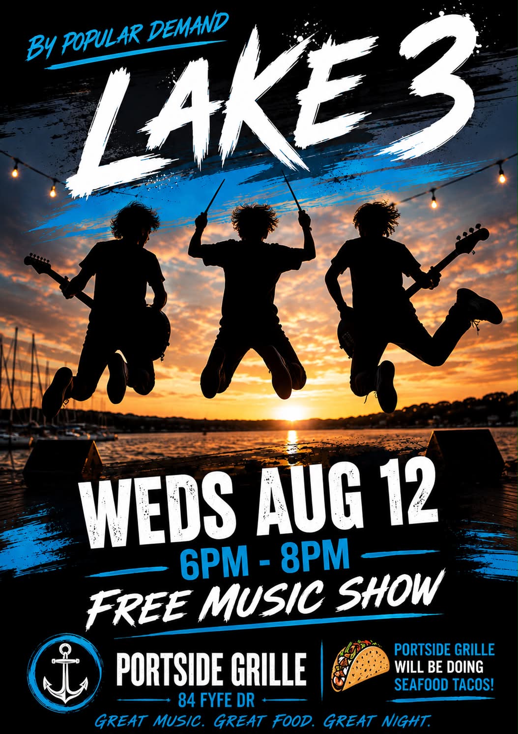 CAST フリーツアー Free concert at Portside Grille in Newport, VT with Lake 3 playing