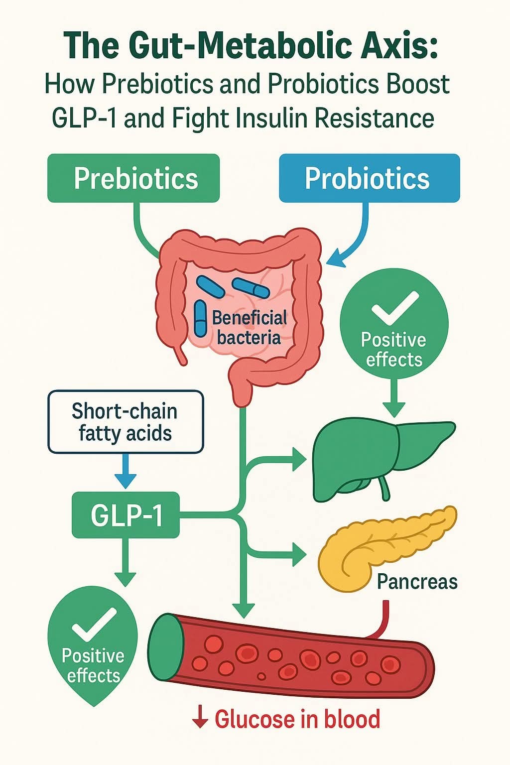 What causes altered gut microbes and low GLP-1 production?