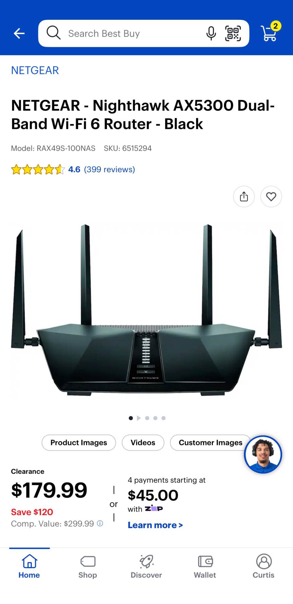 NETGEAR Nighthawk AX2400 WiFi 6 Router (RAX29-100NAS) – Black