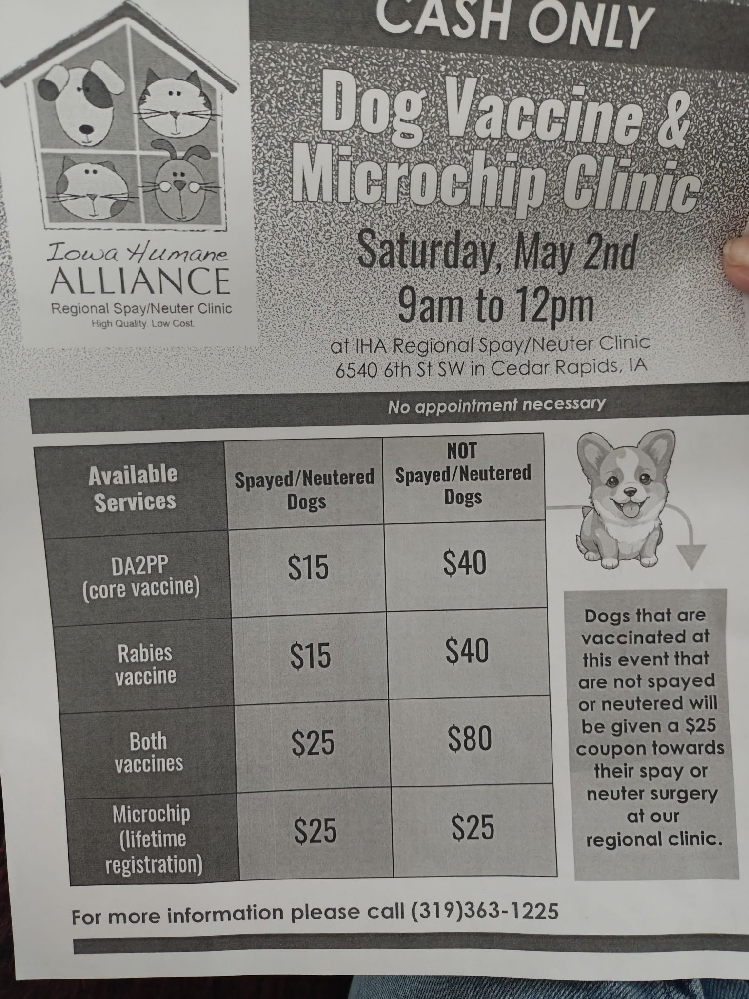 Cedar Rapids Dog Vaccine and Microchip Clinic