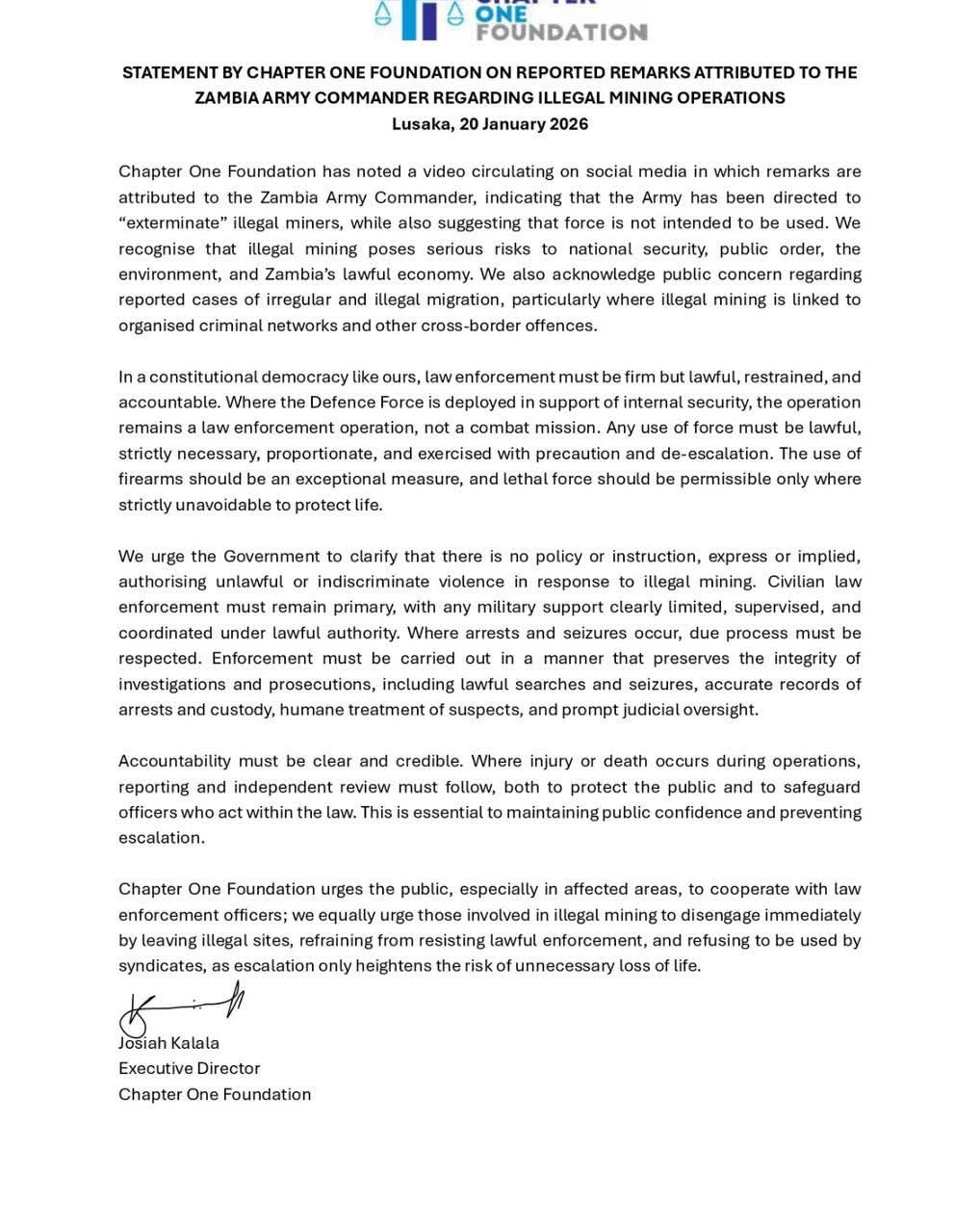 Emmanuel Mwamba - CHAPTER ONE FOUNDATION CONDEMNS ARMY... | Facebook