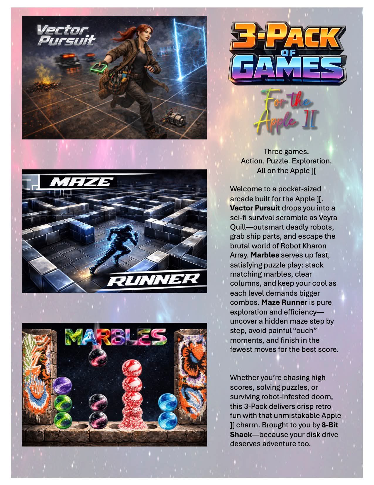 New Apple II games in 70's style packaging