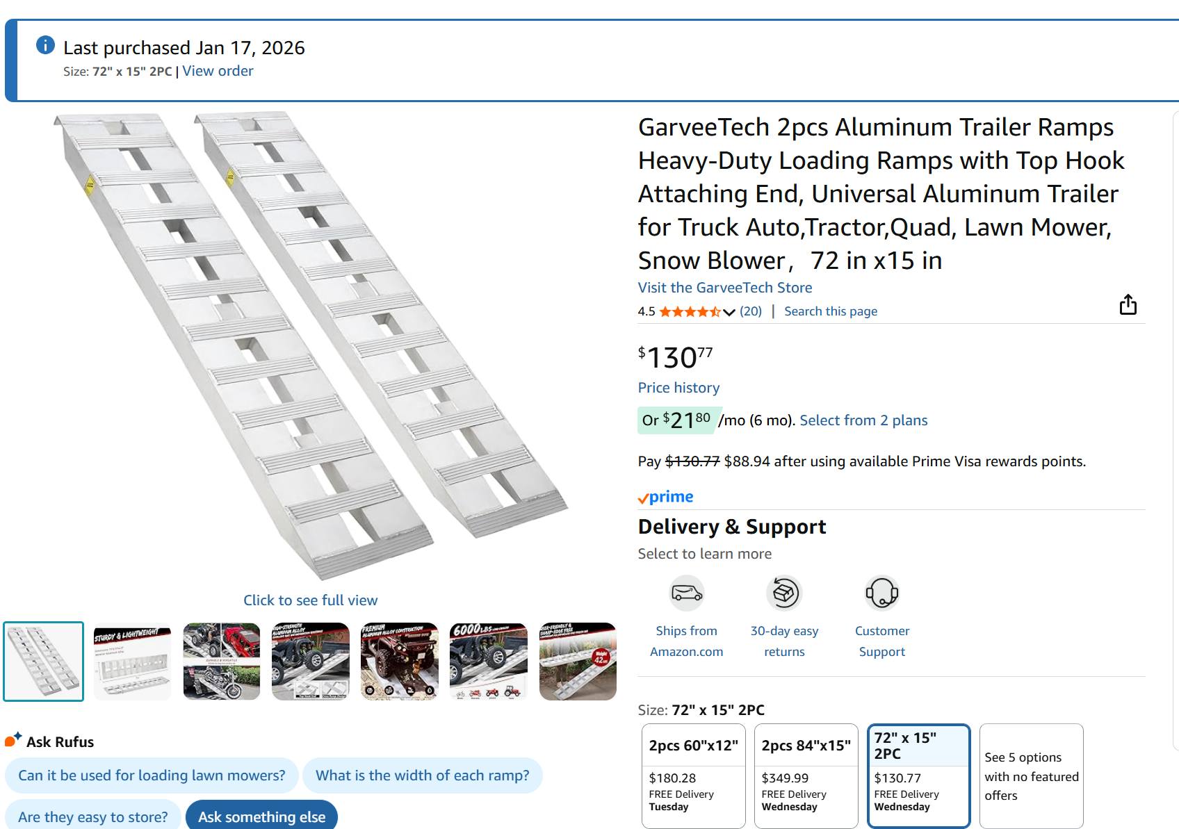 Happy19star 60x12 Inch Aluminum Trailer Ramps – Pair, 6500lbs Capacity, Hook End, 6063 Aluminum, For Motorcycles & Dirt Bikes