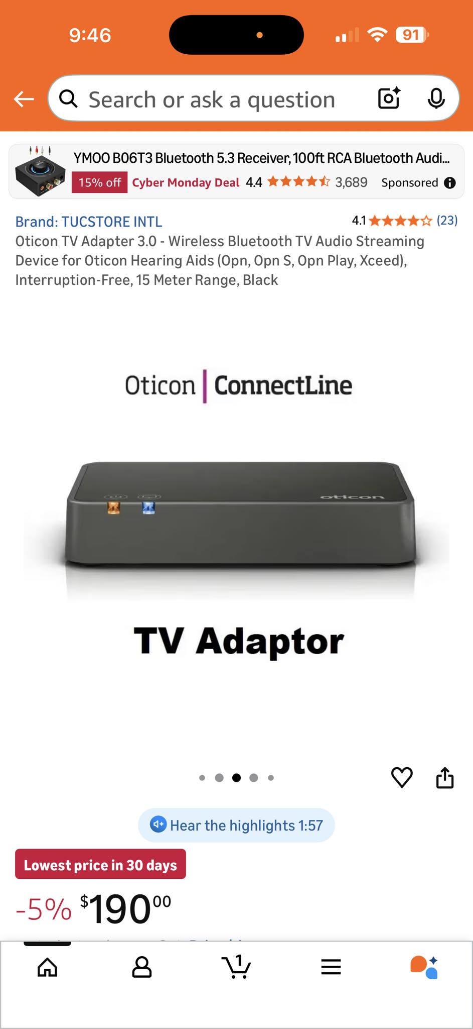 I have intent 1. Does this ConnectLine TV adapter works with them ...