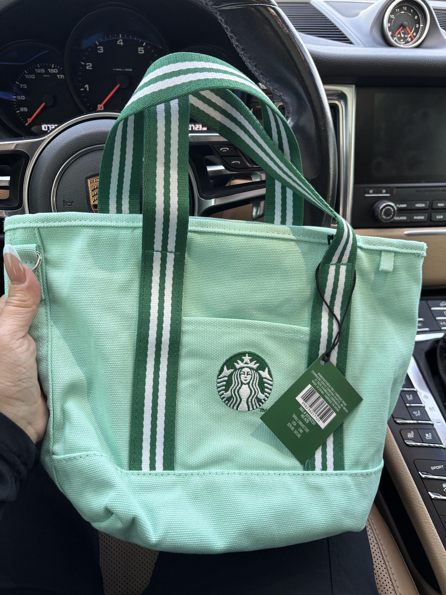 Mint green Starbucks tote bag for $30