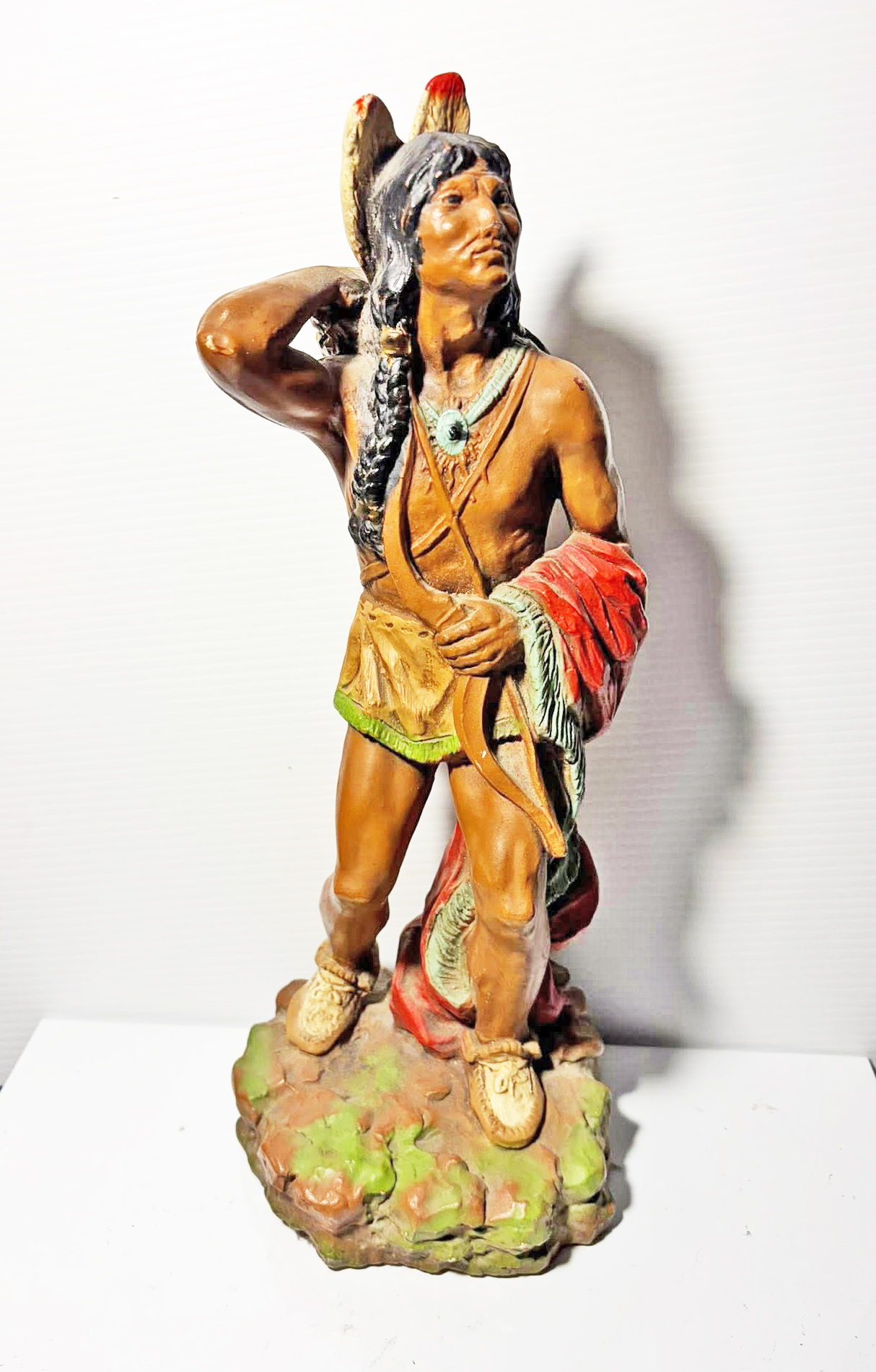 Vintage Native American warrior statue from Universal Statuary
