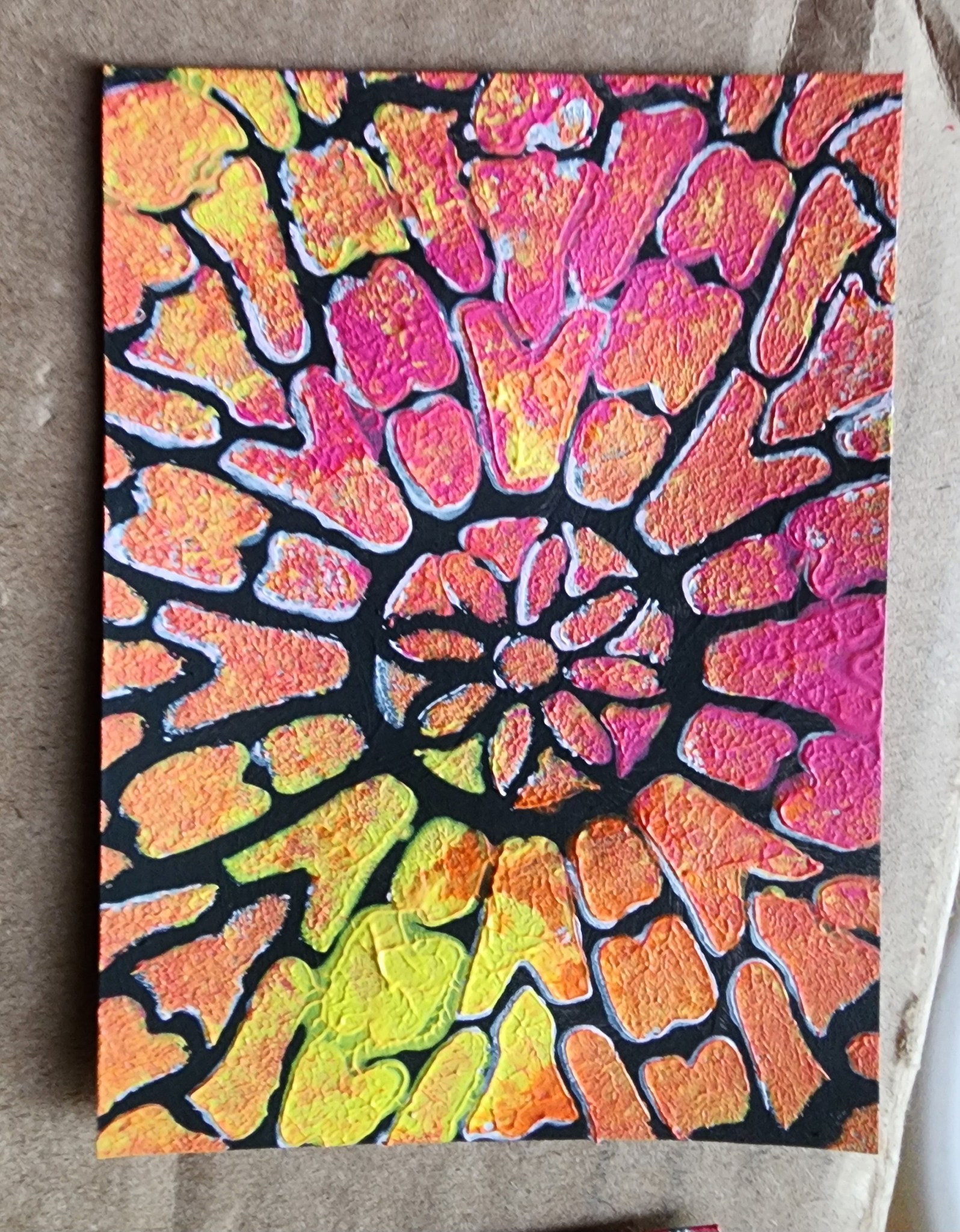 Trading artist cards with acrylics technique