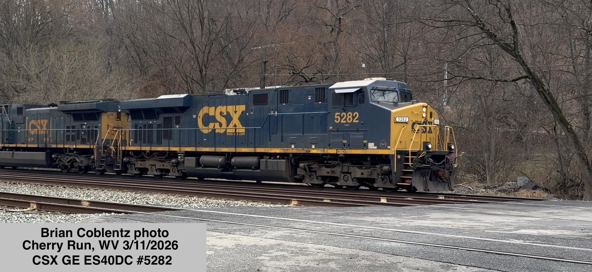CSX GE ES40DC #5282 was in Cherry Run, WV on March 11, 2026