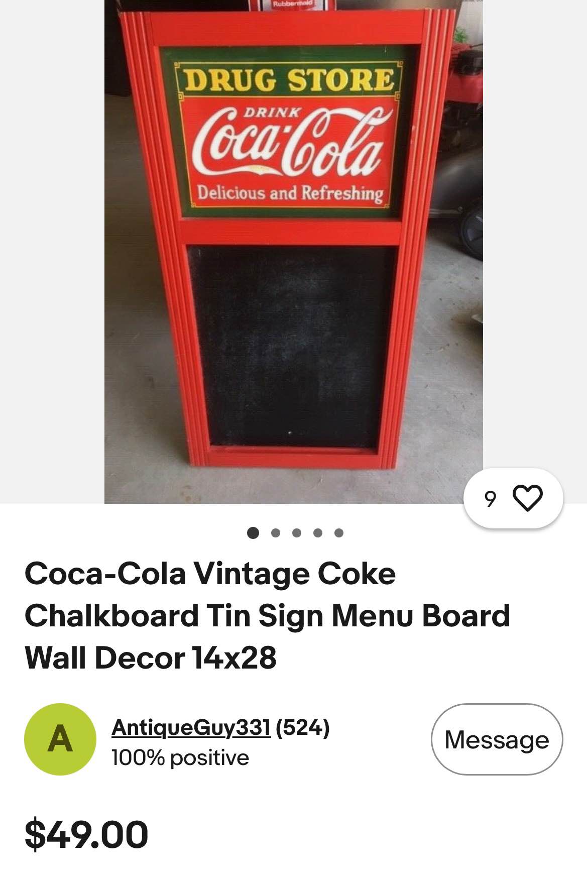 Coca-Cola Vintage Coke Chalkboard Tin Sign Menu Board Wall Decor
