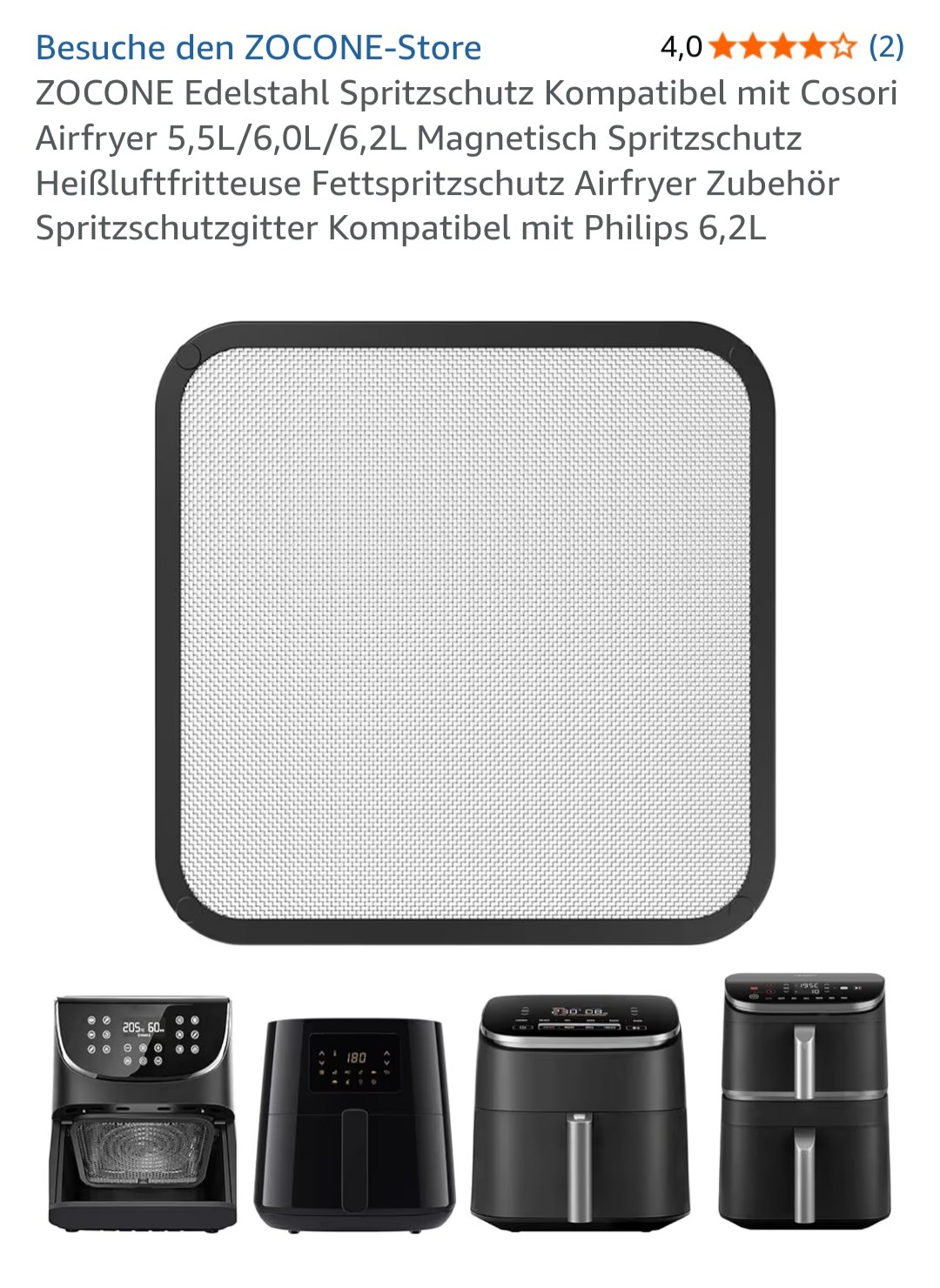 Hallo Hat jemand Erfahrungen, mit Spritzschutz für die cosori Turbo Tower