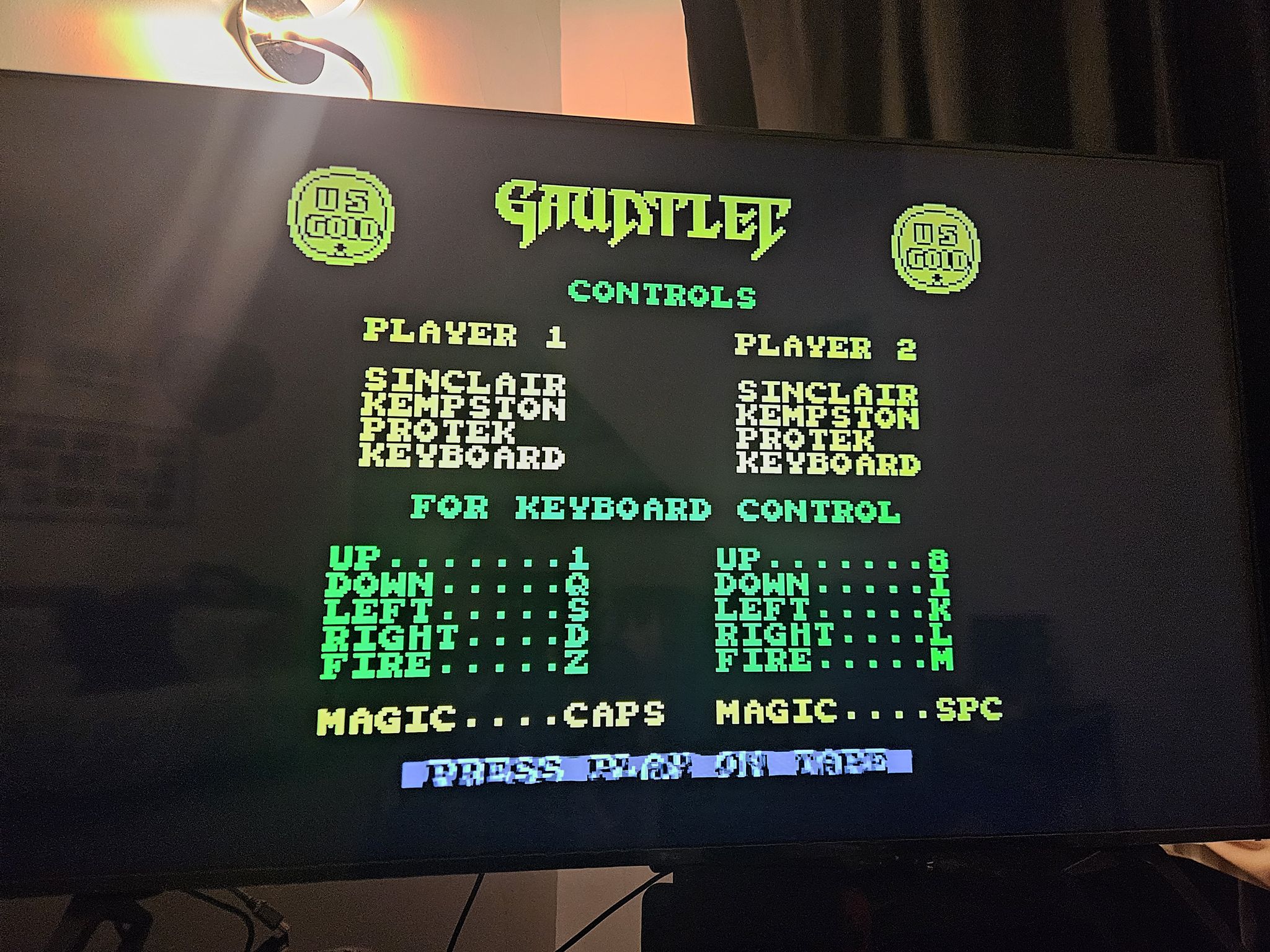What are the controls for Gauntlet on ZX Spectrum?