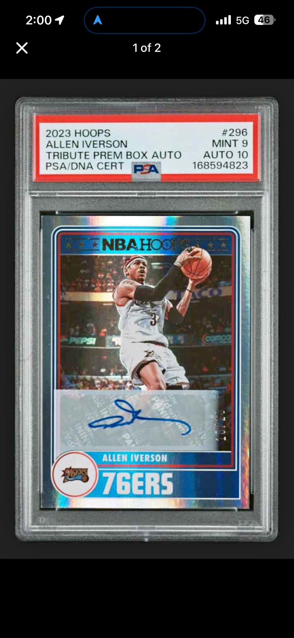 Any idea of value. No comps 2:00 X 5G 1of2 2023 HOOPS ALLENIVERSON