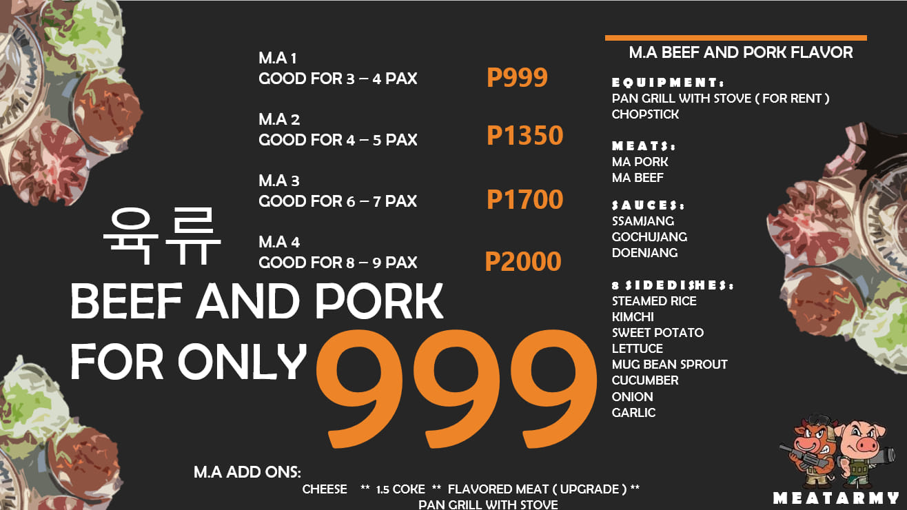 This is our menu BEEF AND PORK FOR... - MeatArmy - 24 HOURS