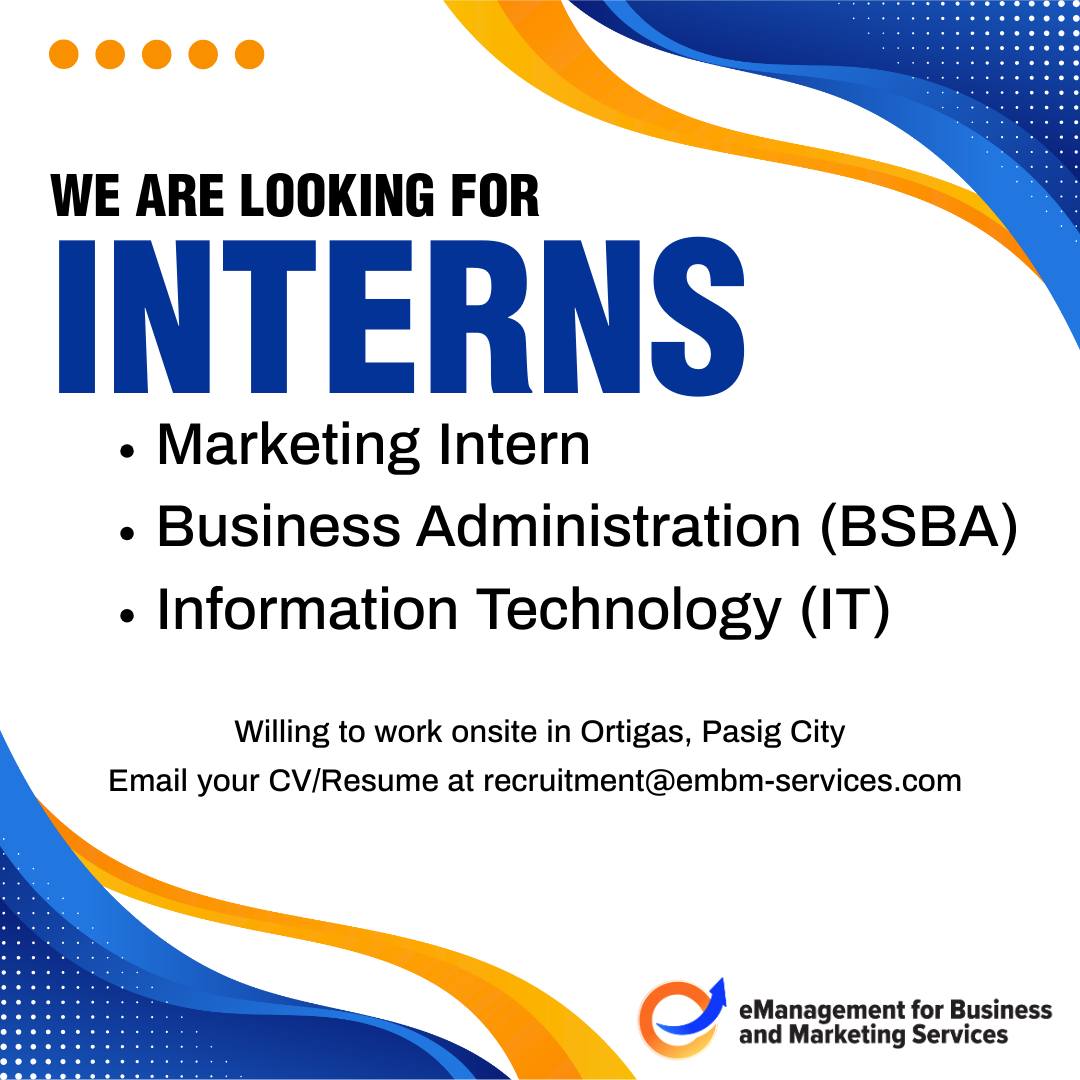 Internships & OJT Hiring Philippines | Hi, our company is still looking ...