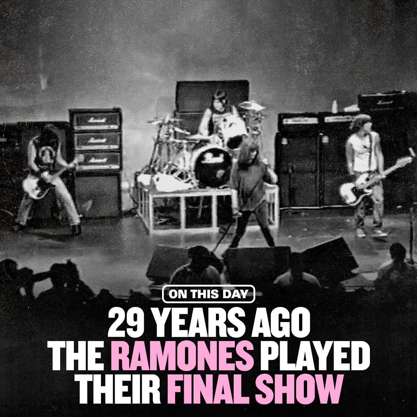 Ramones, 1996. Here's Johnny, Joey, Marky and CJ performing