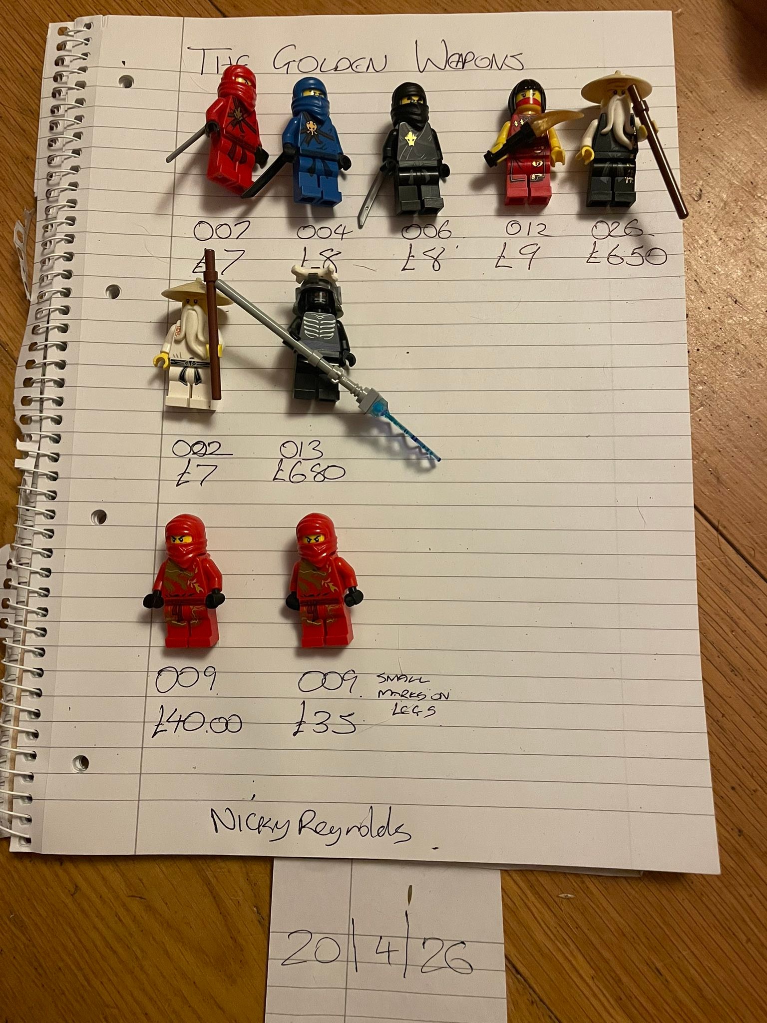Lego Ninjago Kai NRG. 100% authentic Lego minifgure. Like new