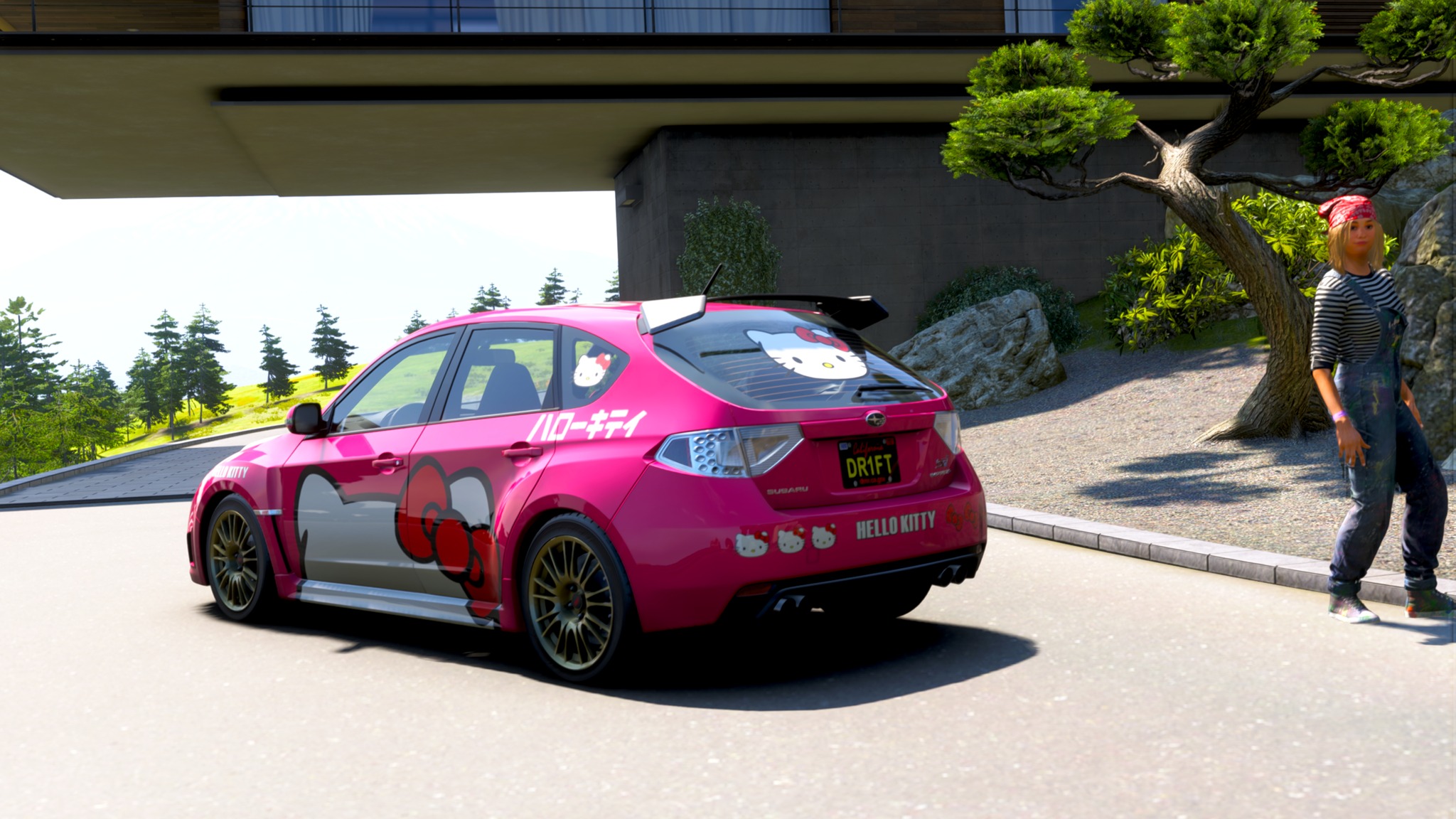 Hello Kitty painted on Subaru 2008 Impreza WRX STI in Forza Horizon 6