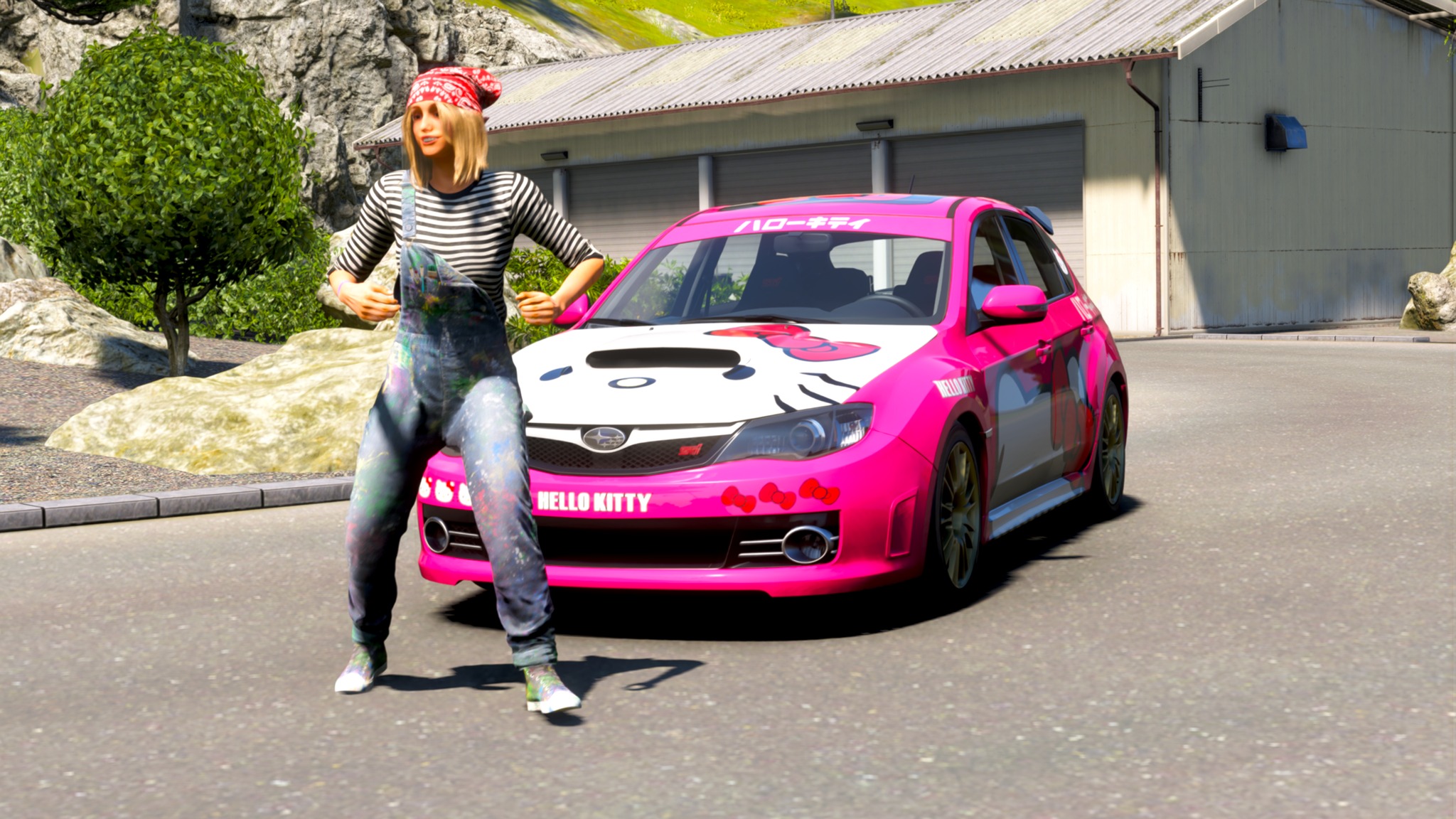 きてぃページ Hello Kitty painted on Subaru 2008 Impreza WRX STI in Forza Horizon 6