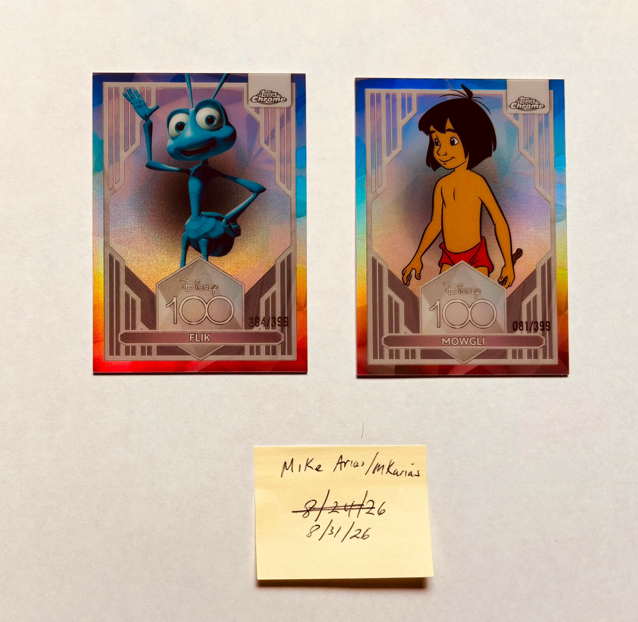 2023 Topps Disney Pink Refractors /399 for sale: Mowgli #68 and