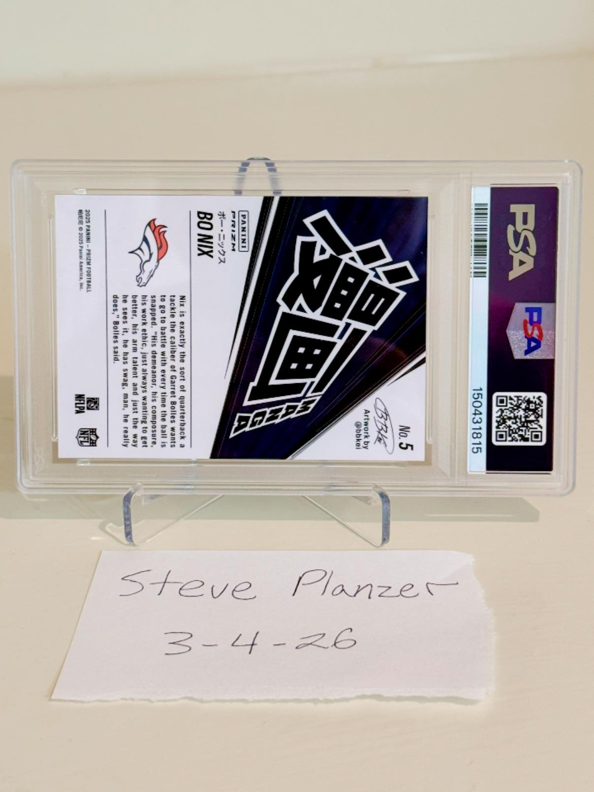 Selling 2025 prizm bo nix manga psa 10