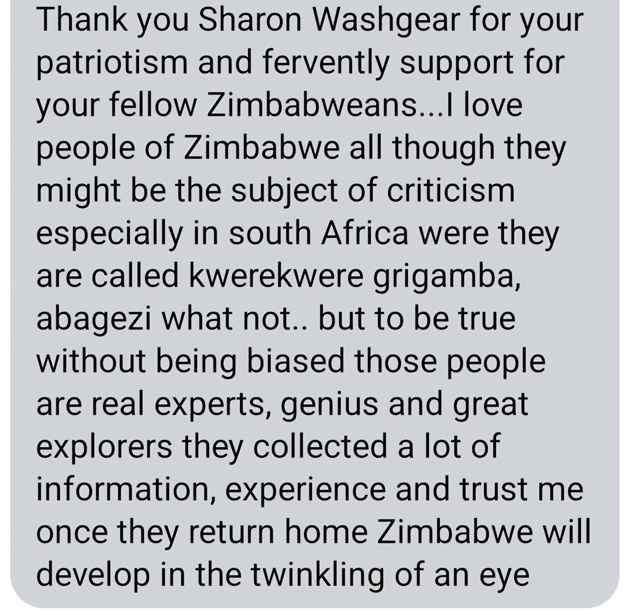From a non-Zimbabwean national 👇👇👇👏(not... - Sharon Washegear | Facebook