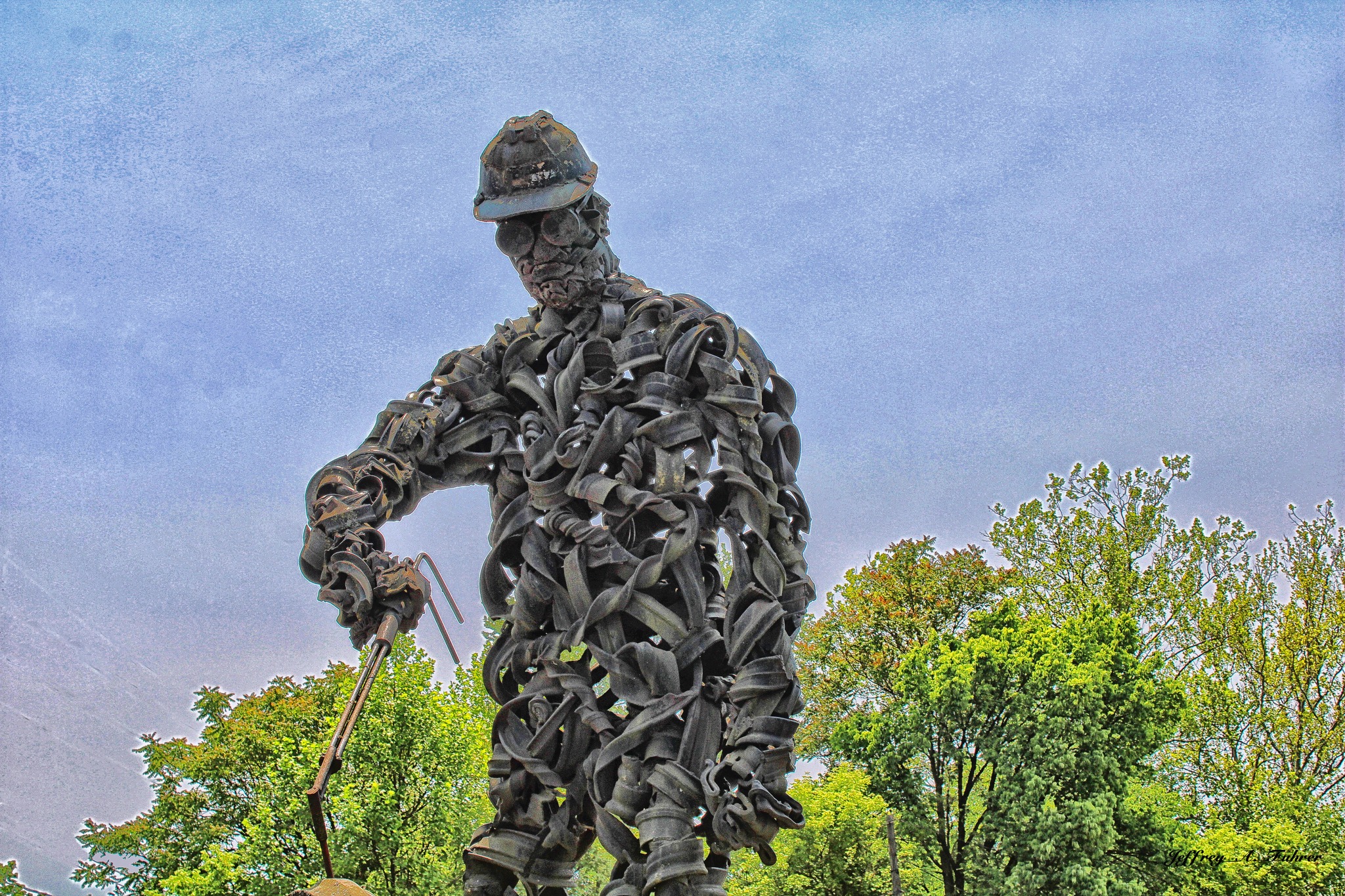 Iron Man statue at Niles Iron and Metal Co in Ohio