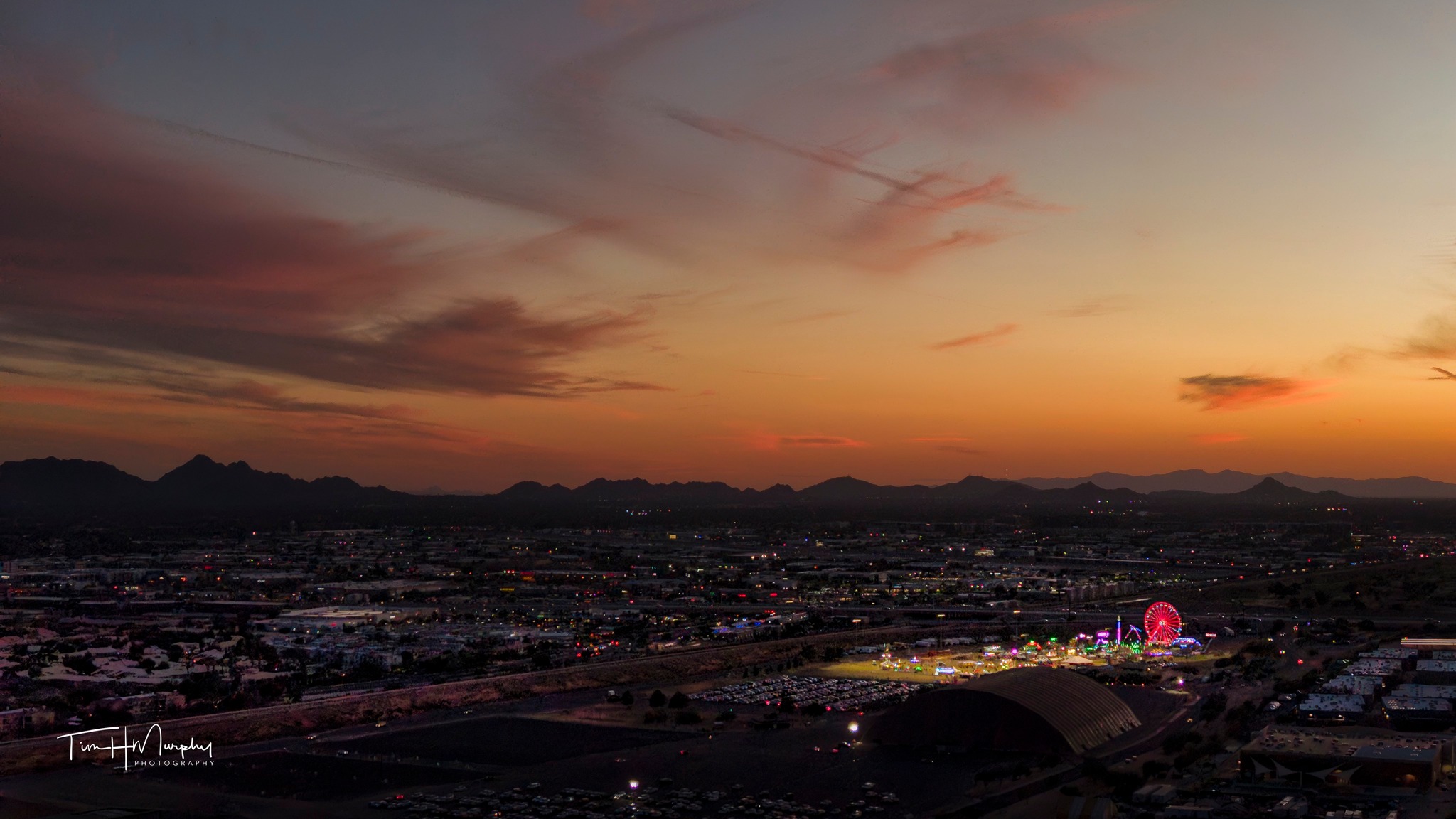 Sunset over Scottsdale with ferris wheel