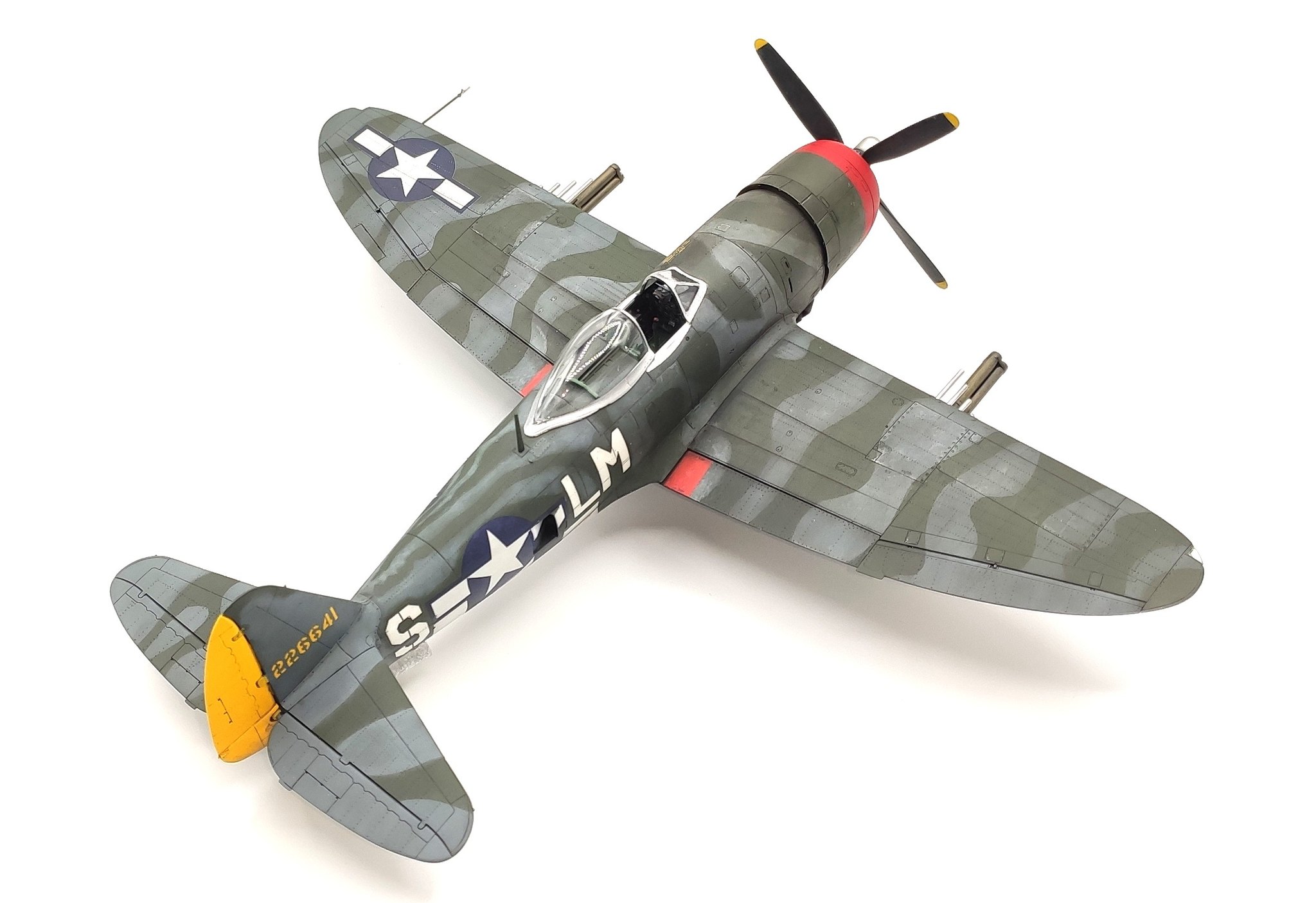 In-flight depiction of Col. David Schilling's P-47D 