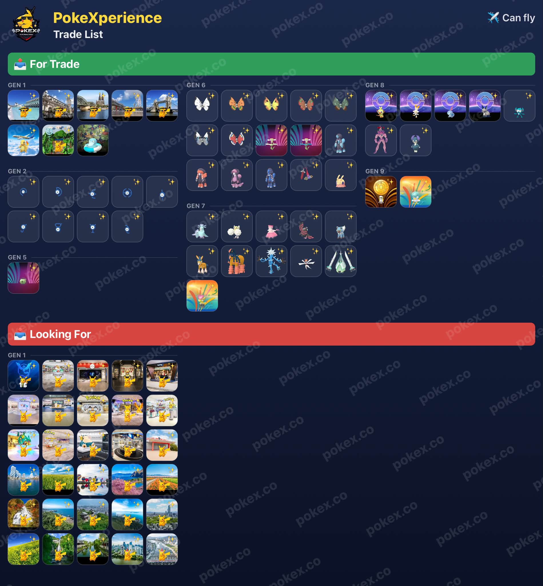 Pokémon for trade that can fly in Pokémon Go, including Pikachu