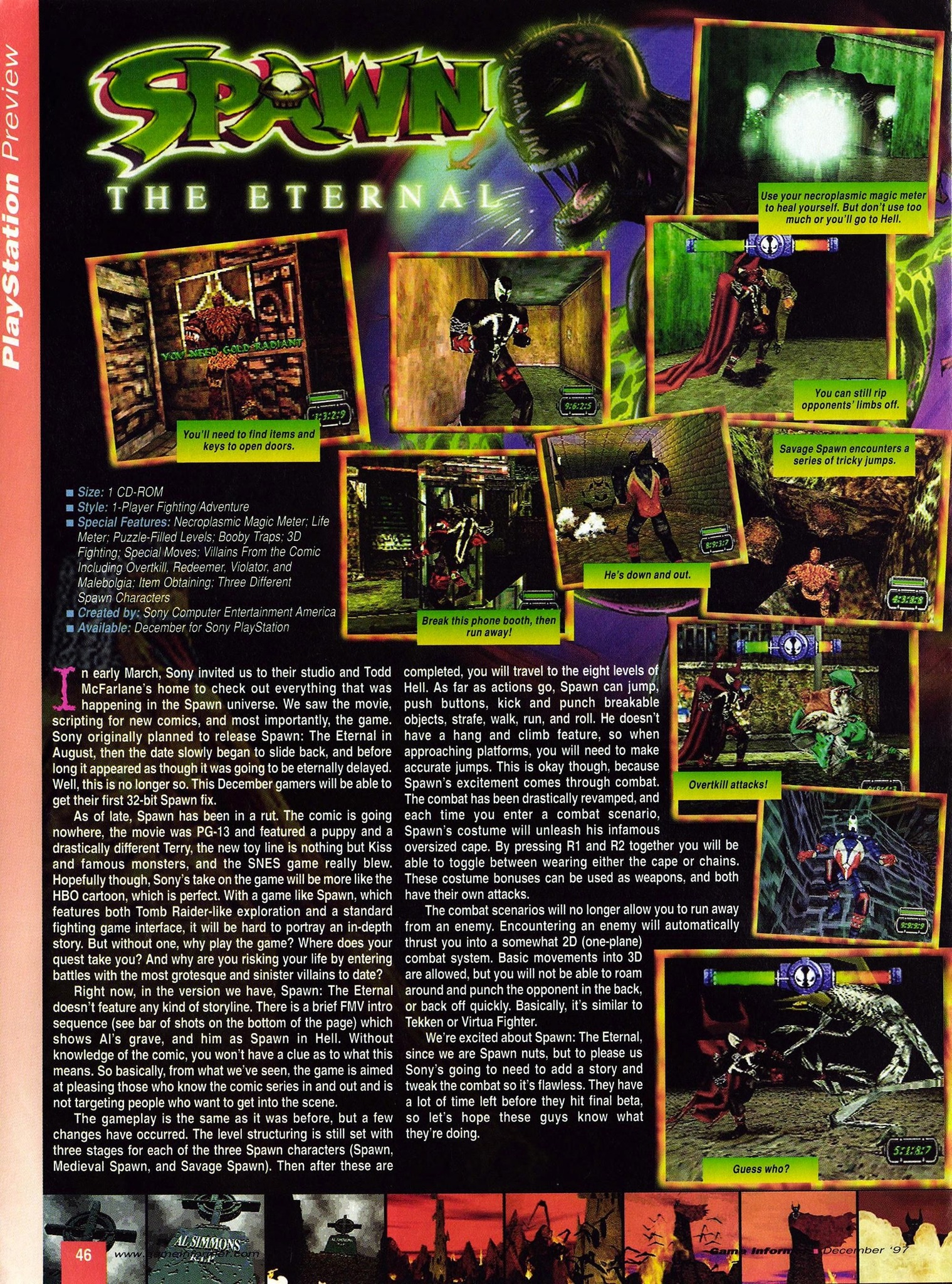 A preview for Spawn: The Eternal from Game Informer #56 (1997).