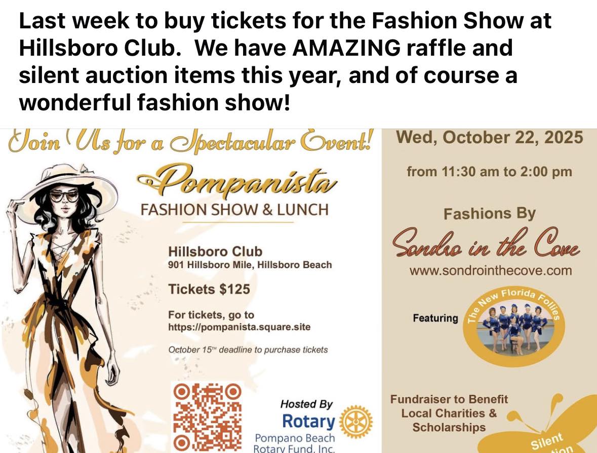 Pompanista fashion show tickets available at Hillsboro Club