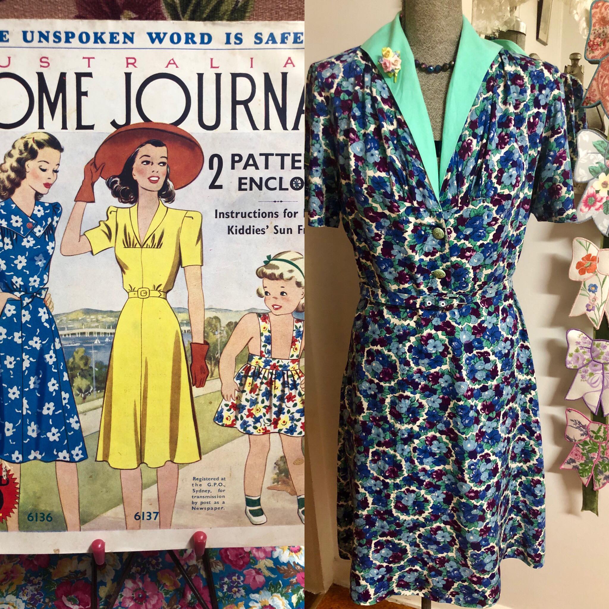 using vintage rayon fabrics from 1940s-50s for shirt making