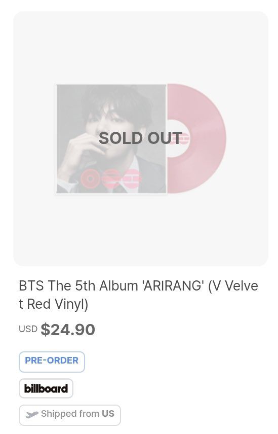 BTS' Kim Taehyung sells out 'V Velvet Red' vinyl twice at Target USA