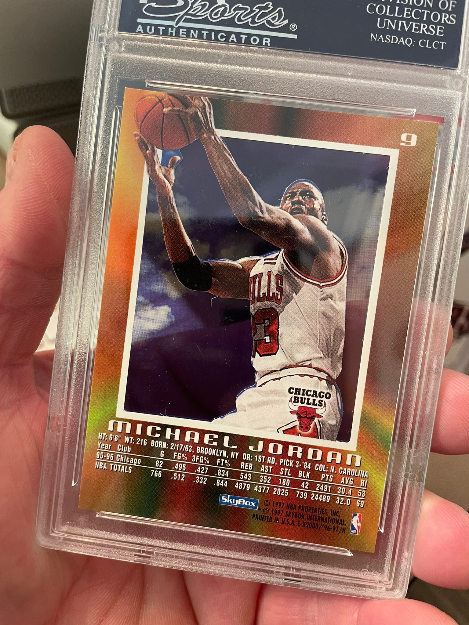 1996 Skybox EX-2000 Michael Jordan card graded PSA 9