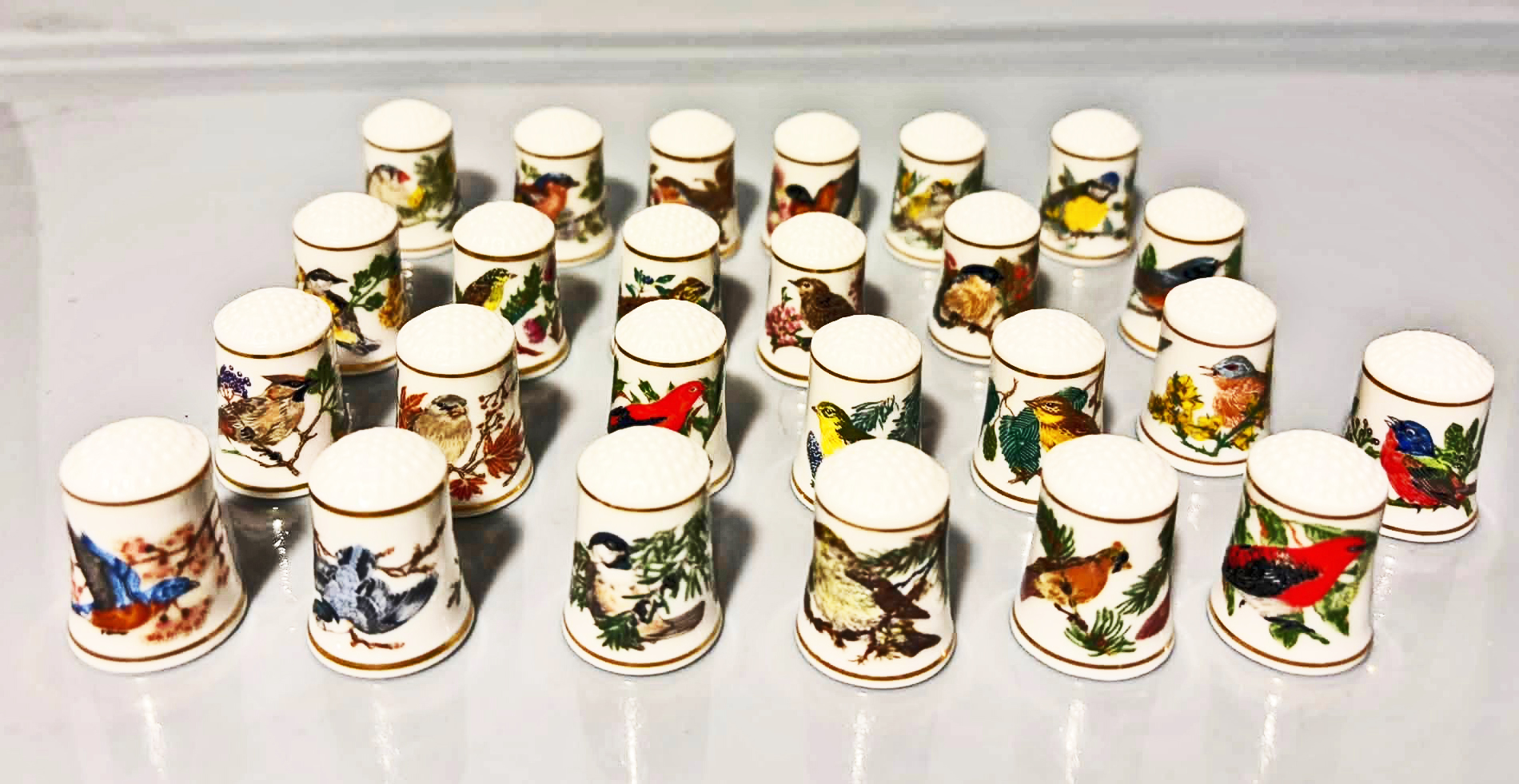 FRANKLIN PORCELAIN ハンドベル 置物 12点 セット 陶器 Unbelievable collection of hand painted Franklin porcelain thimble