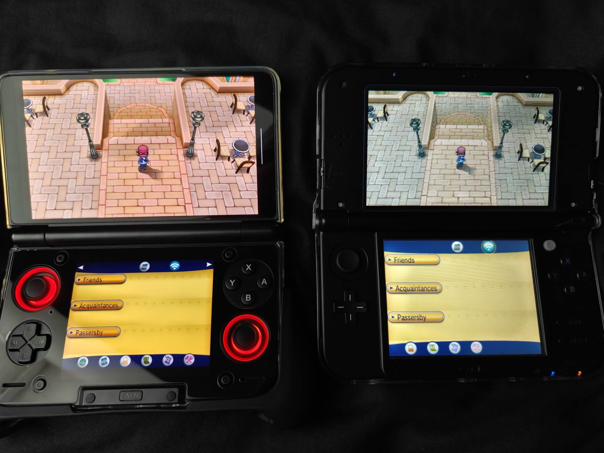 New Nintendo 3DS XL vs Ayn Thor (running on Azahar with texture packs)